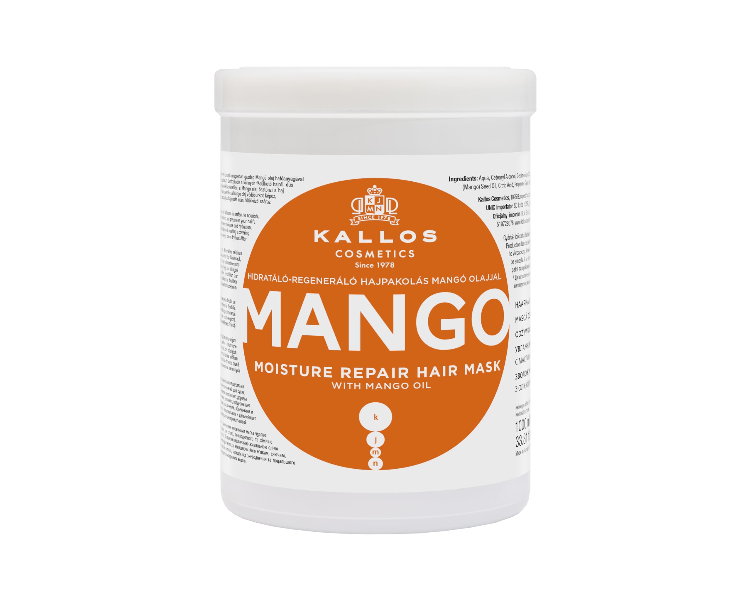 KJMN Mango Moisture Repair Hair Mask with mango oil 1000 ml - 33,81 Fl Oz
