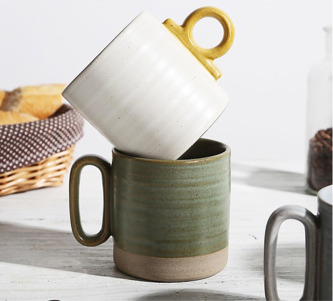 Taza de Café de Té Tazas Taza De Cerámica Con Mango Personalizado Taza Para Beber En La Oficina 400ML Taza De Desayuno De Gran Capacidad Para Café Con Leche para té de la tarde(A)