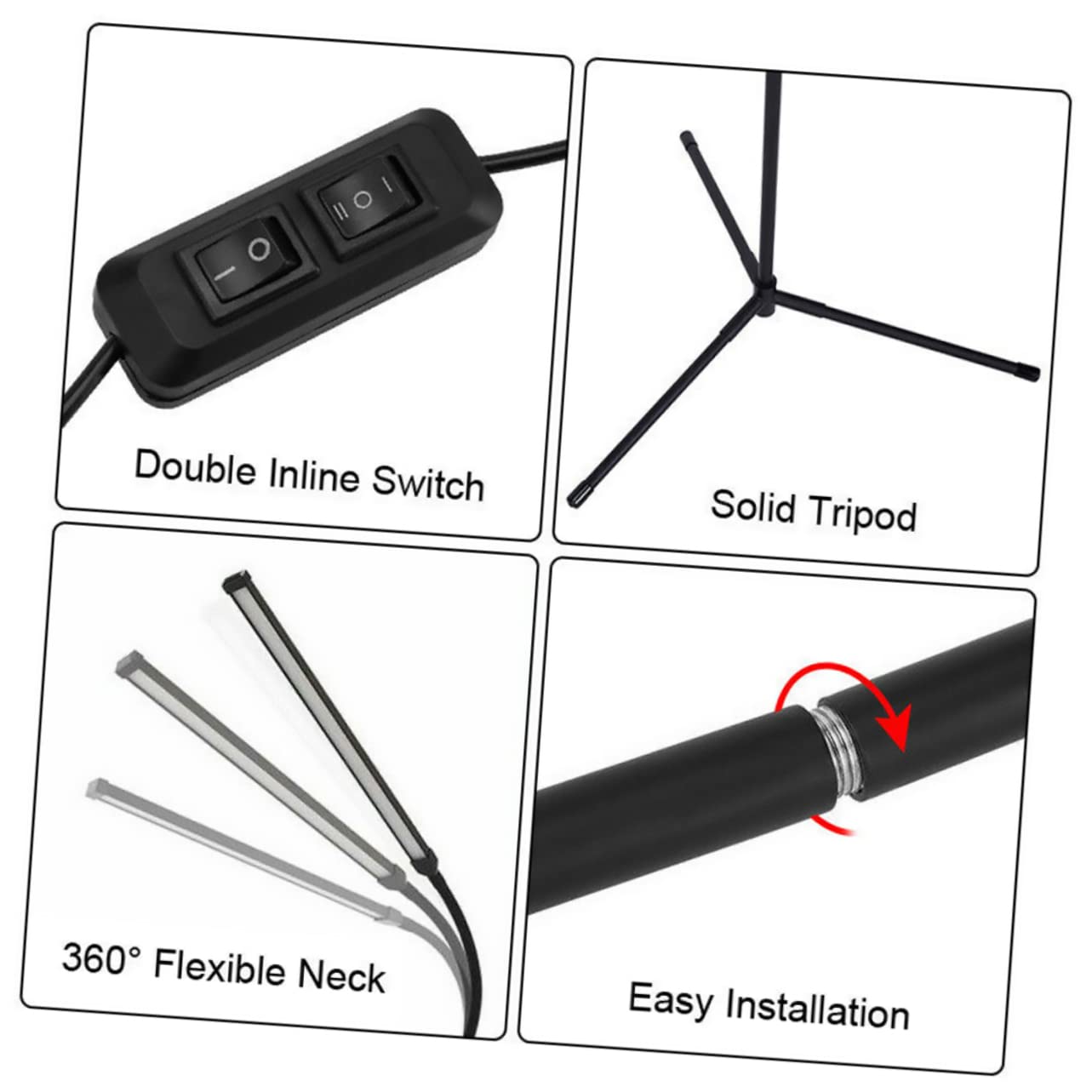 SHINEOFI Lampada LED Dimmerabile da Lettura con Collo D’oca Flessibile, Morsetto, Alimentazione Usb, Luce Antiriflesso per Camera da Letto e Ufficio