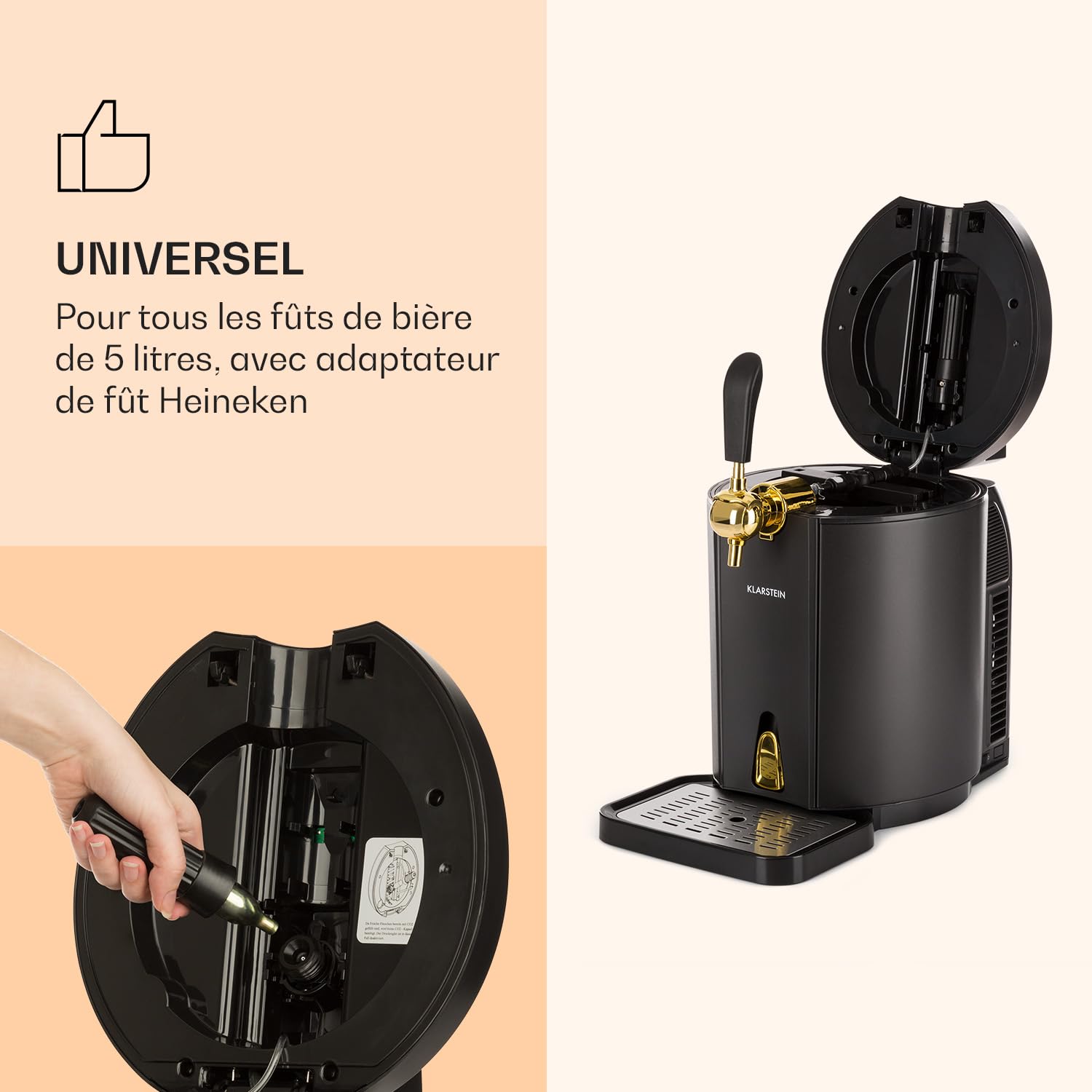 KLARSTEIN Skal Tireuse à bière Machine à bière 5 litres CO2 Écran LED noir