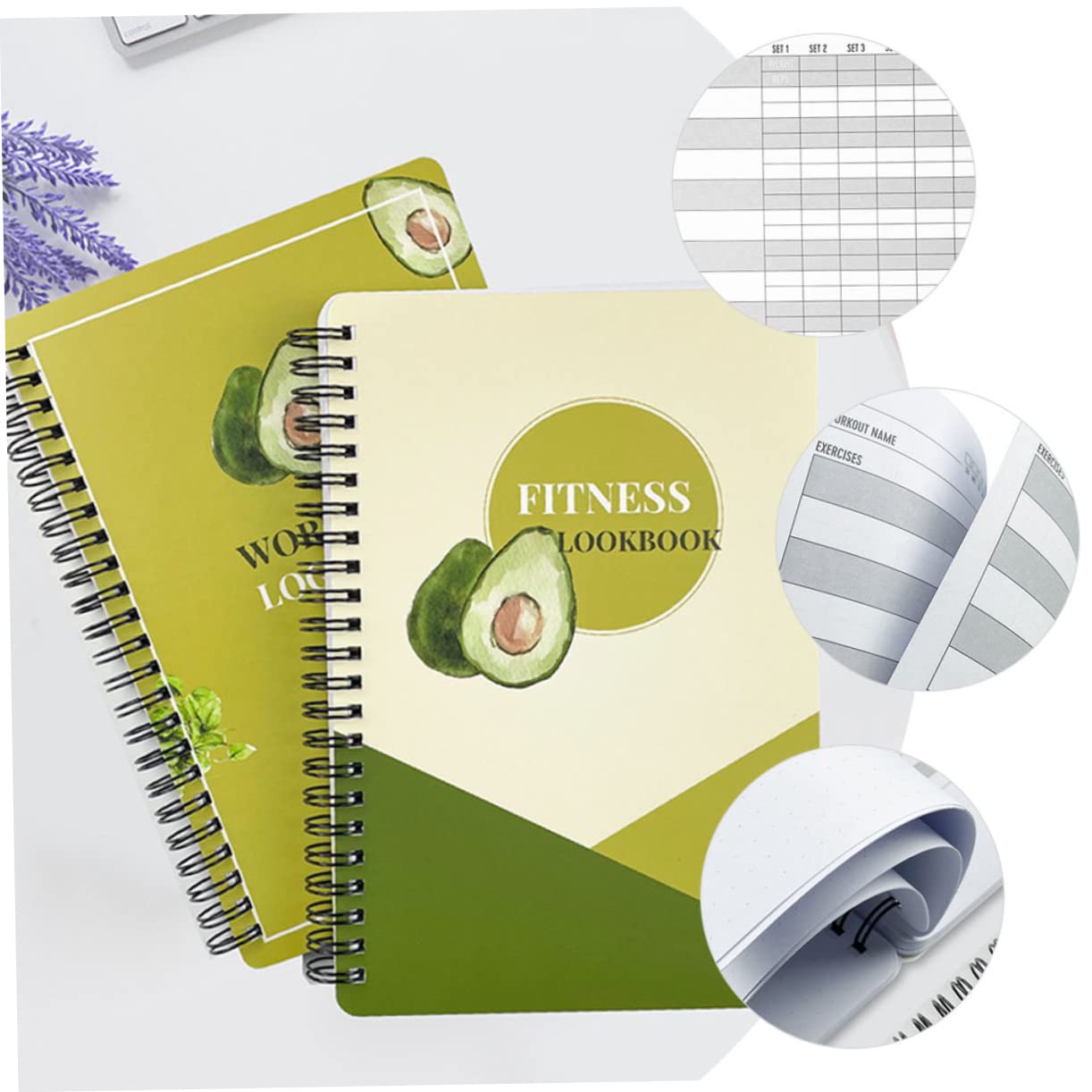 HOMSFOU 3 Piezas Cuaderno de Planificación Fitness con Agenda de Ejercicios y Notepad para Entrenamientos y Gestión de Salud para Estudiantes y Profesionales Compacto y