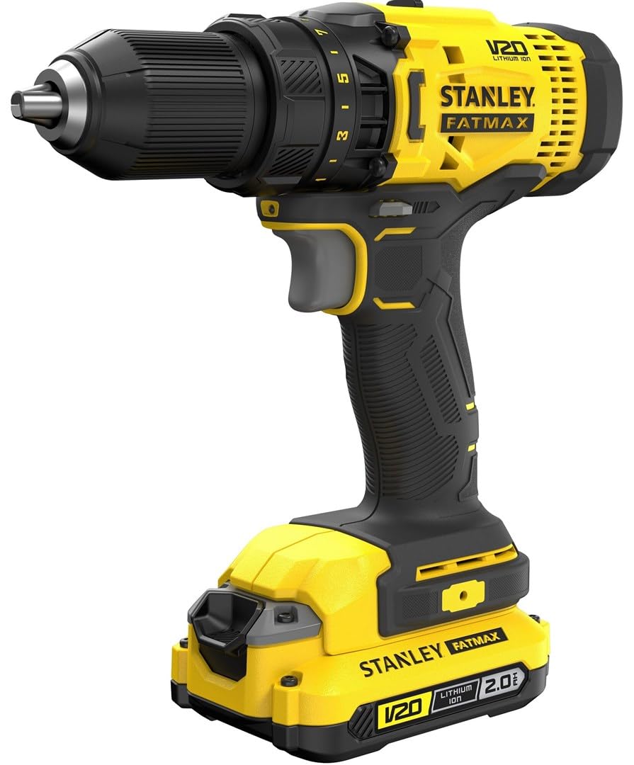 Stanley FatMax V20 Trapano Avvitatore 18V con 2 Batterie Litio 2Ah Con 100 Accessori SFMCD700D2A-QW