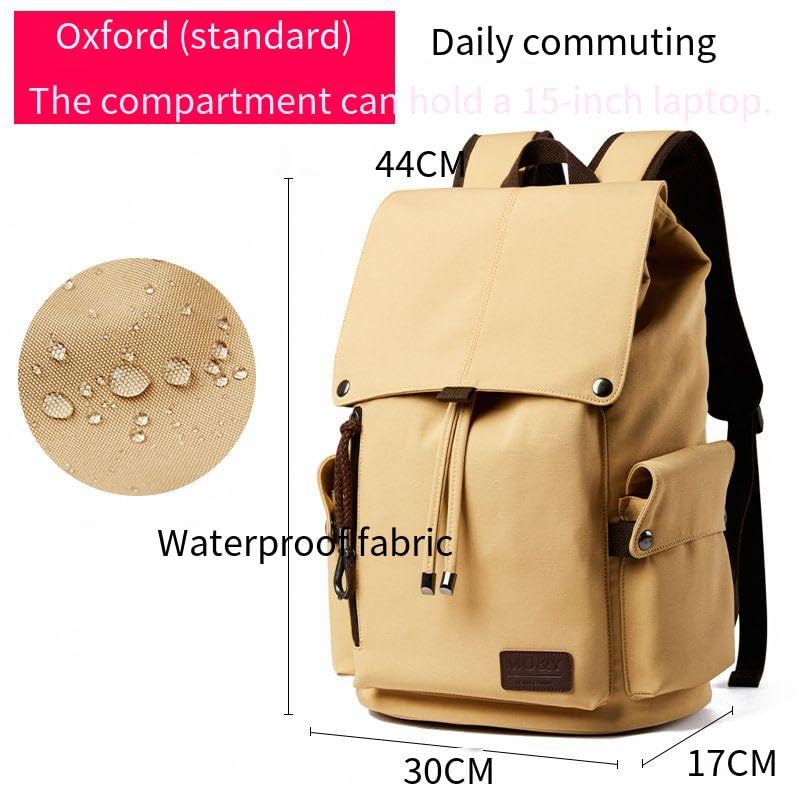 Waterproof Laptop Backpack, 15-inch Compatible, Daily Commuter Bag, 17.3x11.8x6.7 inches, Retro Design (Khaki)2