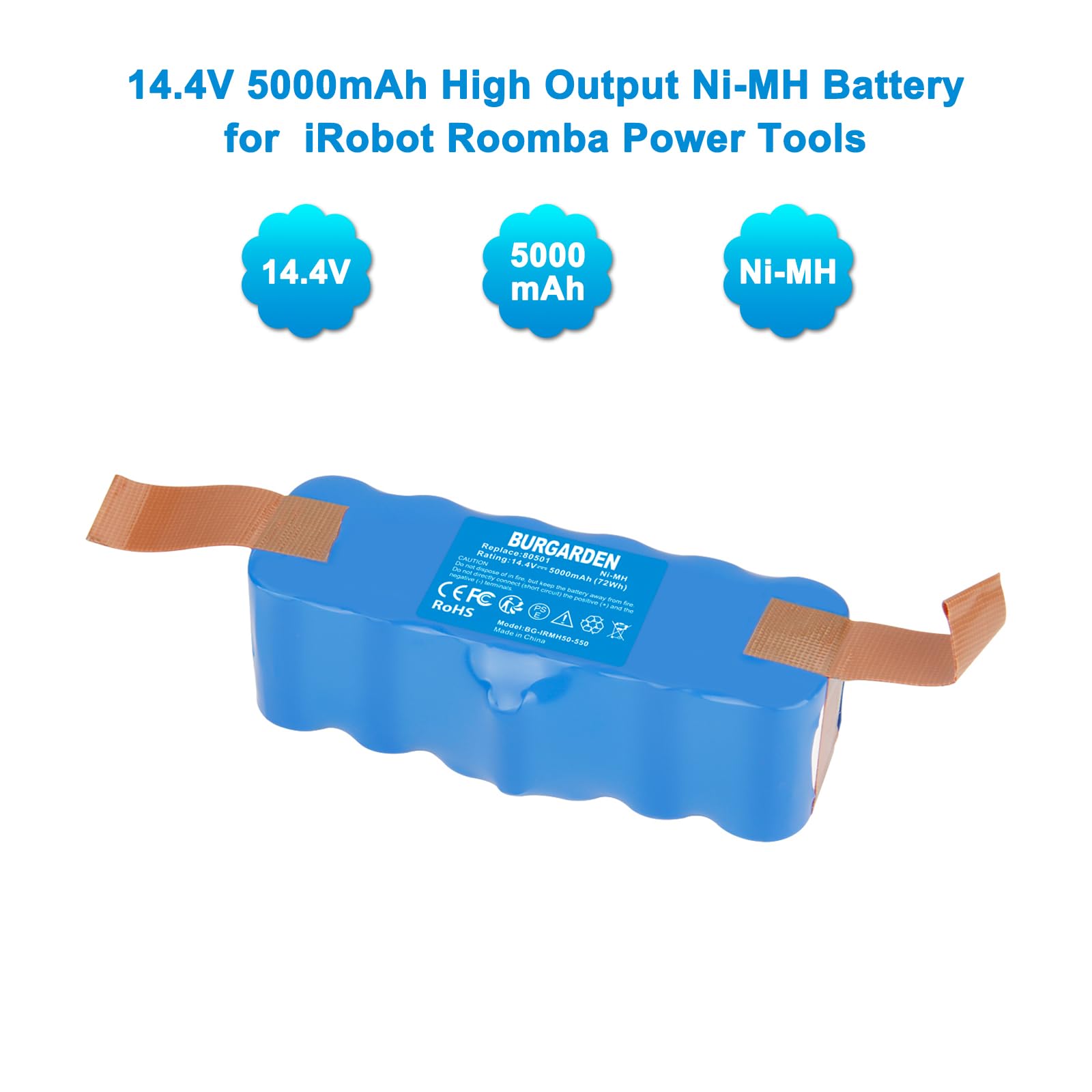 Batteria 14.4V 4500mAh Per IRobot Roomba - Compatibile Con Serie 500, 600, 700, 800, Ni-MH Gialla - Foto 6
