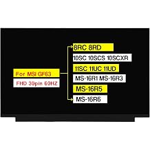 15.6 Inches New Screen Replacement for MSI Thin GF63 8RC 8RD 10SC 10SCS 10SCXR 11SC 11UC 11UD MS-16R1 MS-16R3 MS-16R5 MS-16R6 FHD 1920 * 1080 30 Pins LCD Non-Touch Screen Display Panel