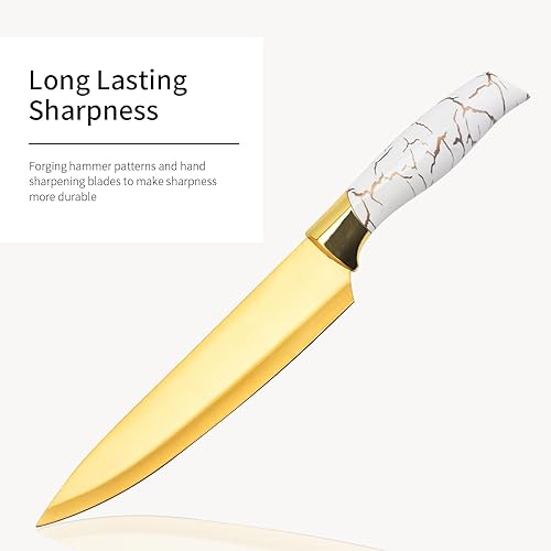 Miniatura 5 de Juego de Cuchillos de Cocina Antiadherentes con Bloque, Cuchillo de Carne Dentado, Cuchillo de Chef, Cuchillo de Pan, Tijeras, Afilador, 14 Piezas