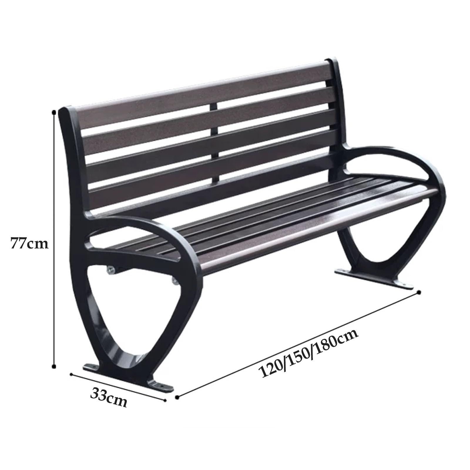 Banco Jardin Exterior de Hierro Fundido con Respaldo y Reposabrazos, for Parques, Terrazas, Patios y Balcones