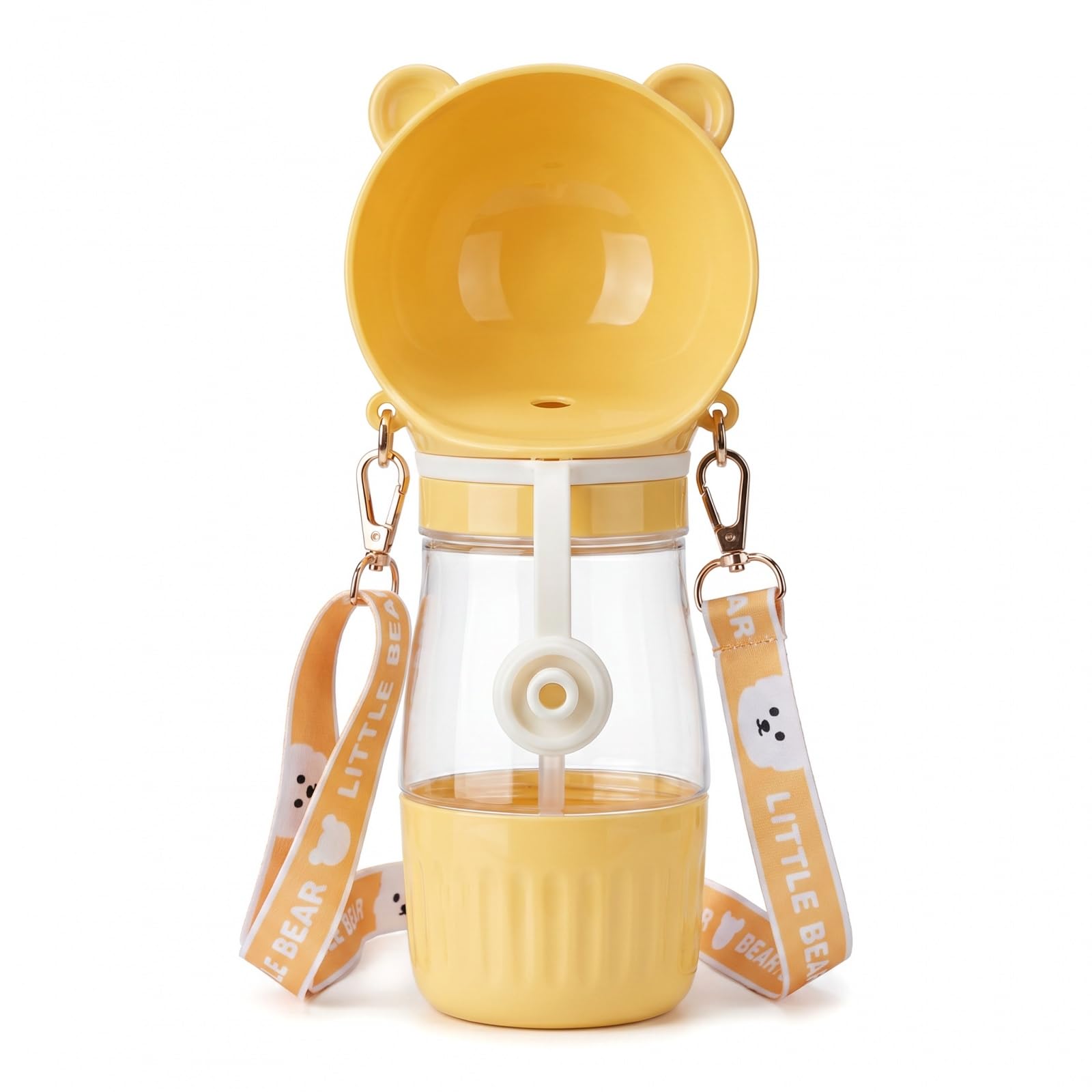 Dog Water Bottle, Portable Dog Drinking Bottles, Pet Water Bottle with Dog Food Container, Leak-proof Puppy Water Bowl with Shoulder Strap for Small Dogs, Walking, Hiking and Travelling