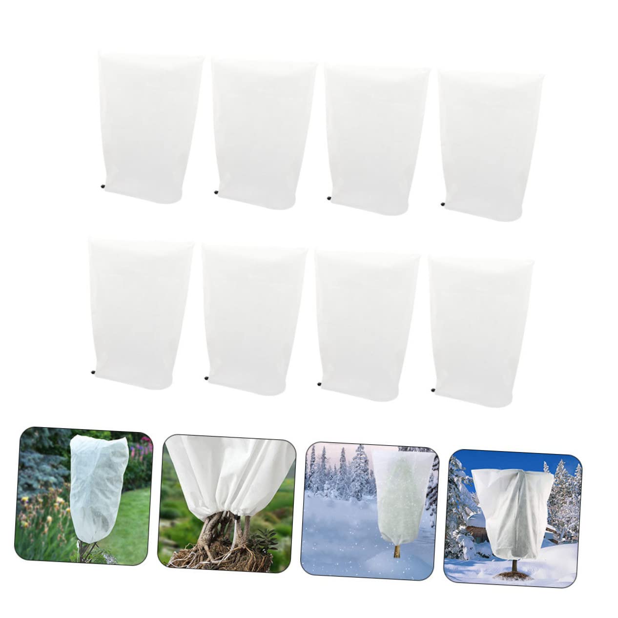 VANZACK 8 Stück Pflanzenschutzhülle aus Vlies Frostsichere Pflanzendecke für Winter und Garten Wind und Regenfest Leicht zu Reinigen
