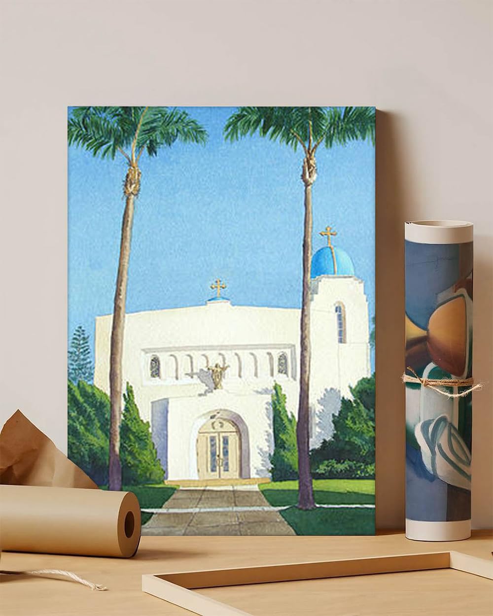 GADGETS WRAP Canvas Gallery Wrap Framed for Home Office Studio Living Room Decoration (11x14inch) - Sacred Heart Church Coron