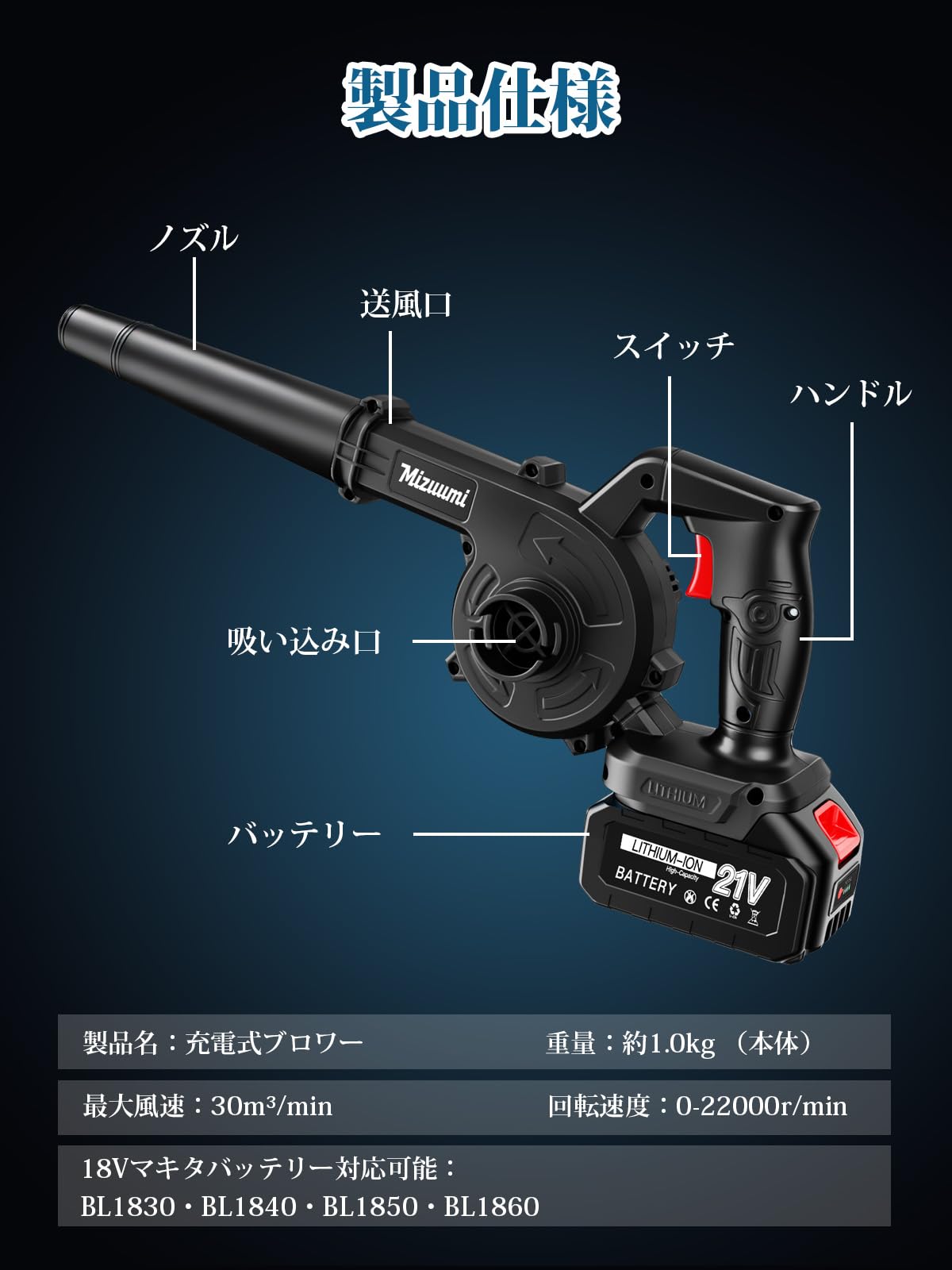 18V Li-ion Lithium-Ion 洗車ブロワー Amazon.co.jp: 2026新登場 ブロワー 洗車 強力 ブロアー 充電式