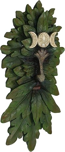 Miniatura 4 de Ebros Gift Wicca Nature Spirit God Horned Celta Greenman Tree Ent Triple Luna Colgante Decoración de Pared Placa de 16.5 pulgadas de alto Árbol de