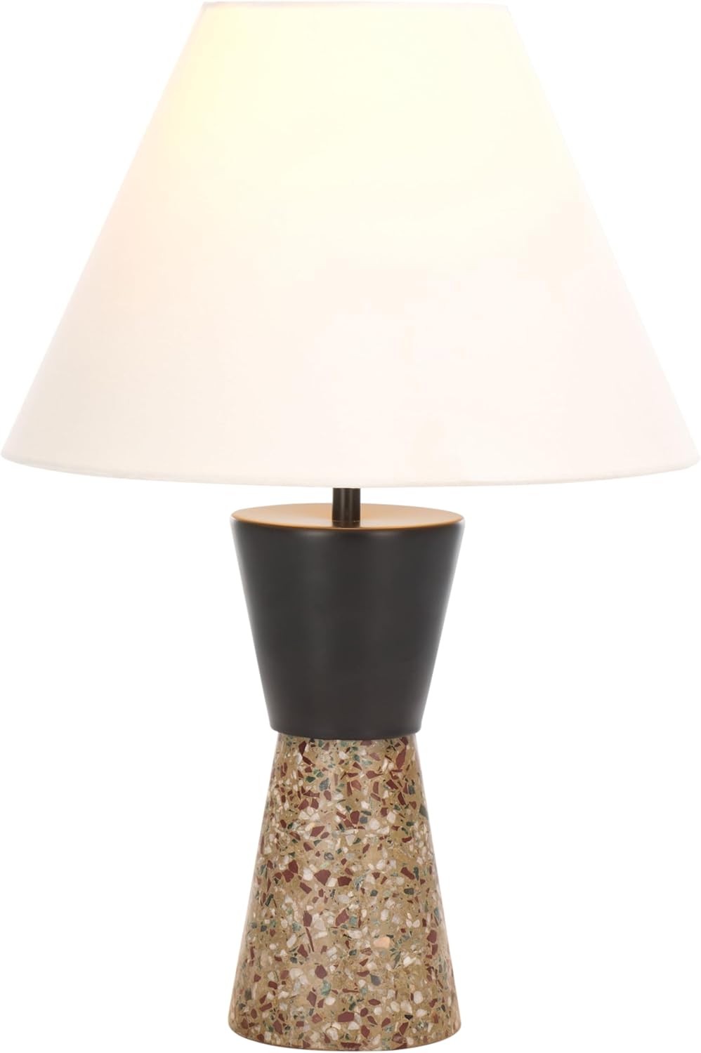 SAFAVIEH Lighting Collection Callie Grey Terrazzo/Black 22-inch Table Lamp (LED Bulb Included)