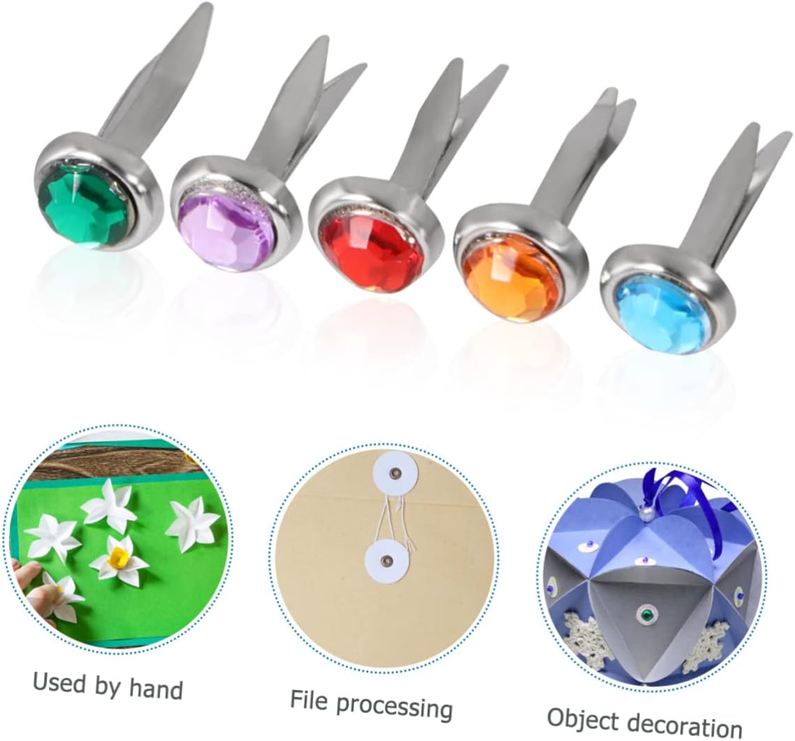 TEHAUX 100pcs Adorable Brads Handmade Decorative Fasteners for Scrapbooking Card Making and Crafts Easy to Install Fasteners