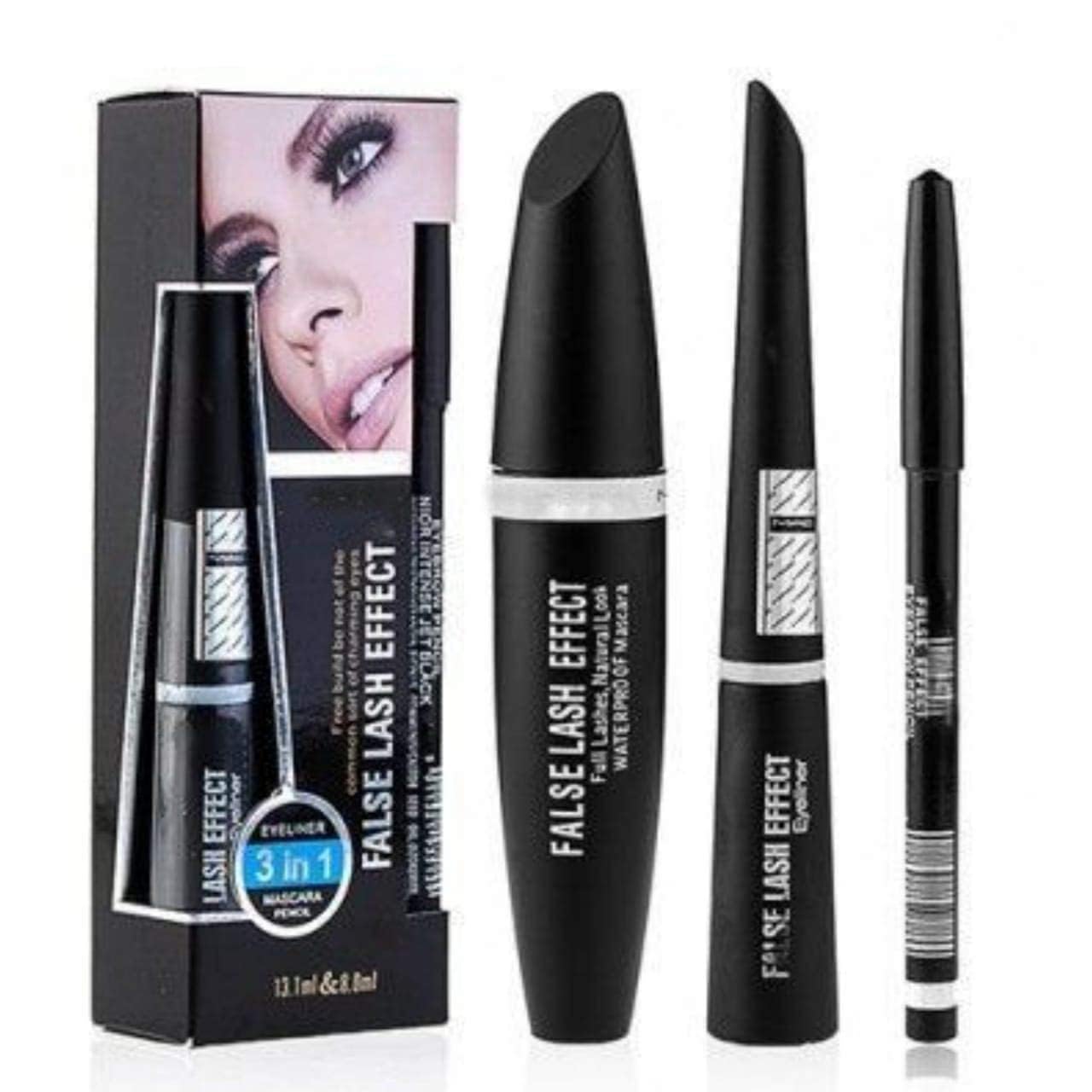 Effect 3-in-1 Waterproof Mascara, Eyeliner and Eyebrow Pencil, Professional Eye Makeup Kit-image-0