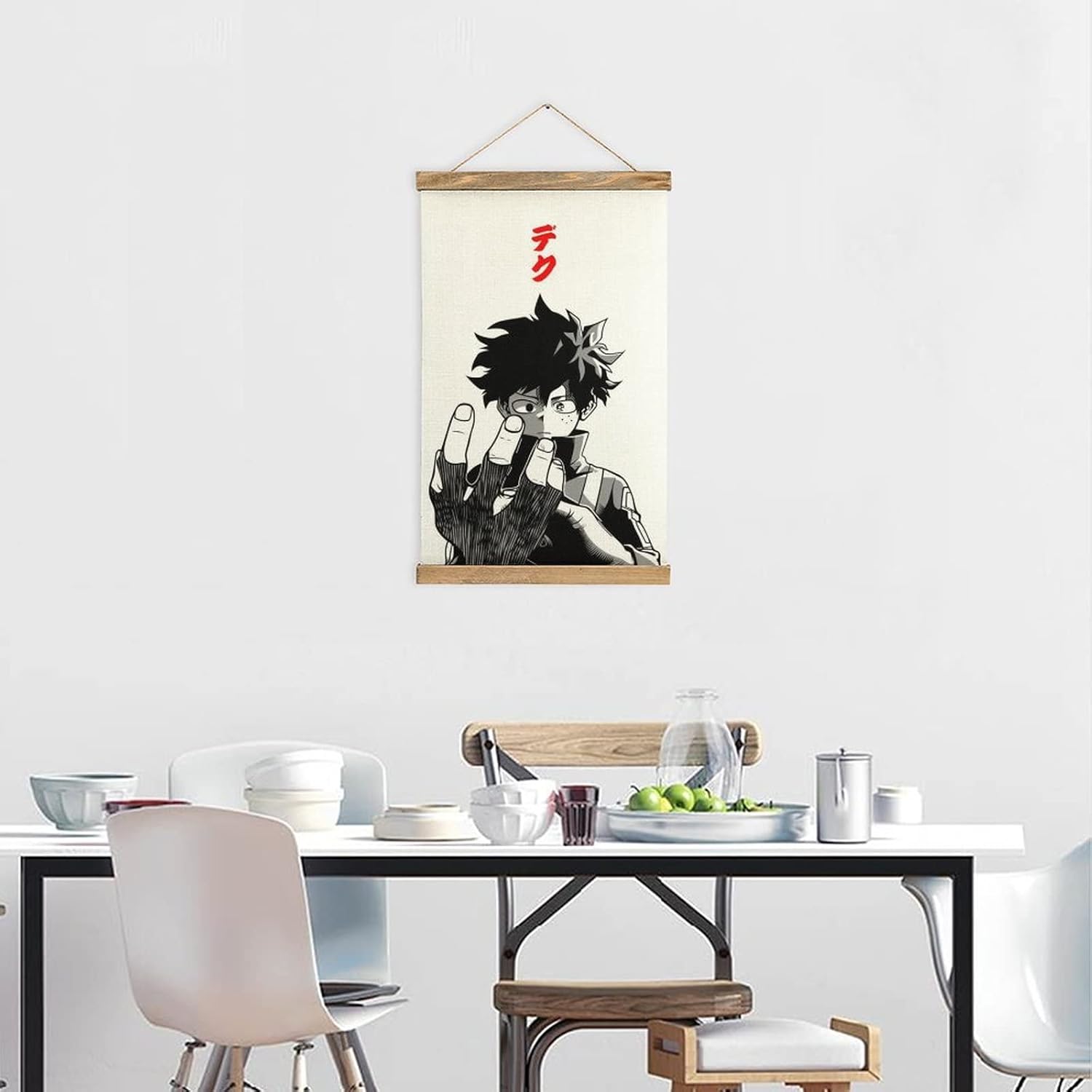 RONIG Anime Poster Wall Hanging Scroll Wooden Frame Poster Canvas Wall Art For Bedroom Decor 13x20in