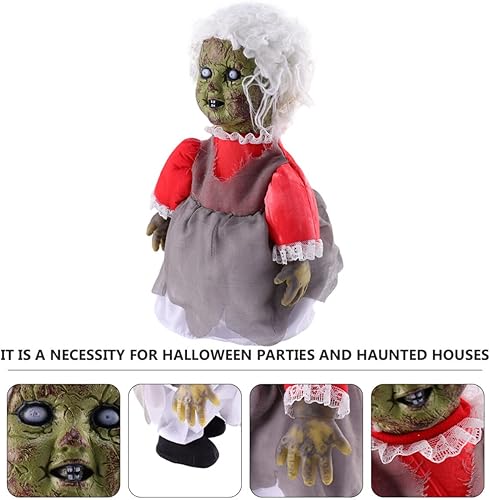 Miniatura 8 de SAFIGLE Muñecos espeluznantes de bebé zombi de Halloween, inducción activada por voz aterradora para caminar, muñecas de Halloween espeluznantes