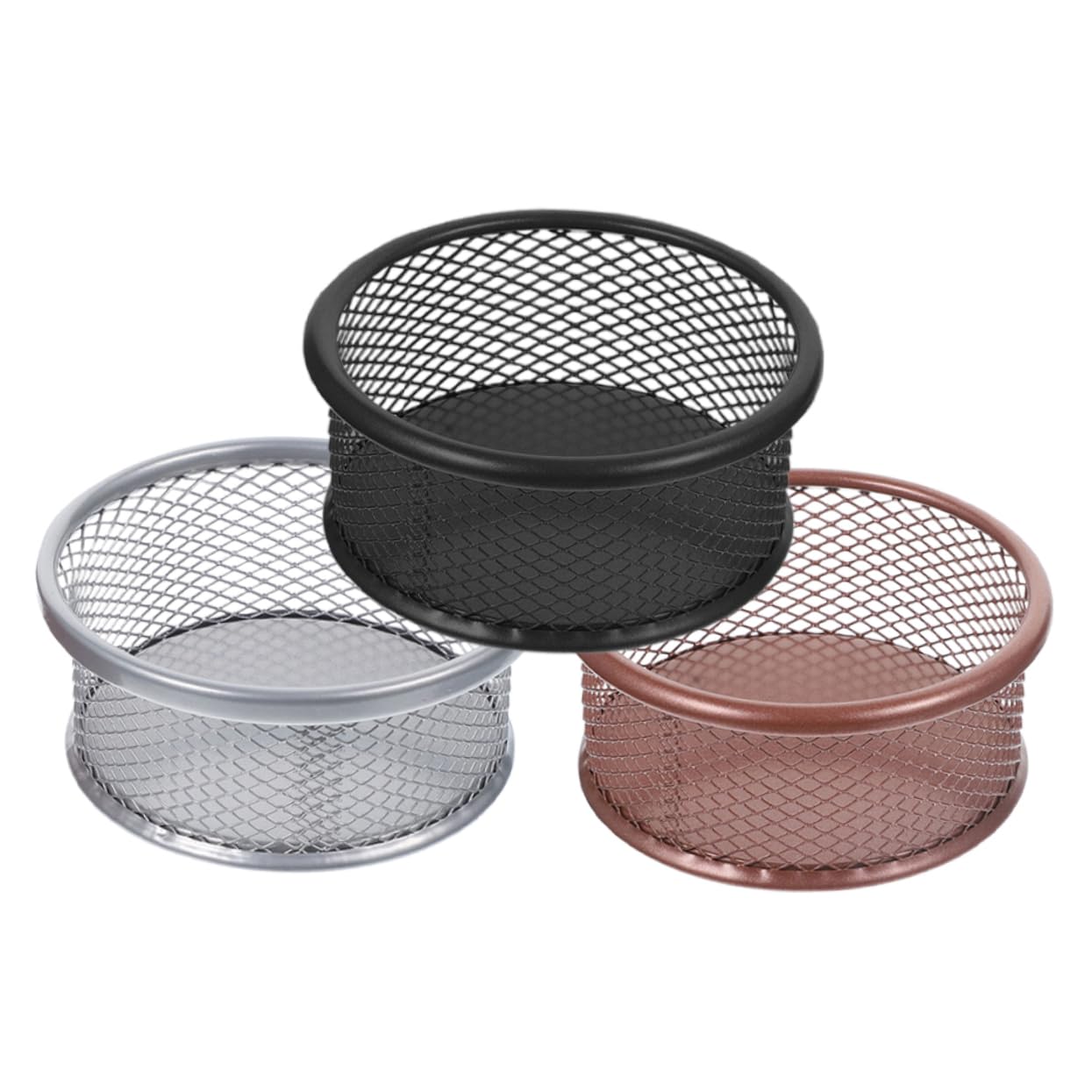 Housoutil 3pcs Metal Mesh Paper Clip Holder Multifunctional Desk Organizer for Home Office Breathable Clip Dispenser for School Supplies Compact Lightweight Storage Container