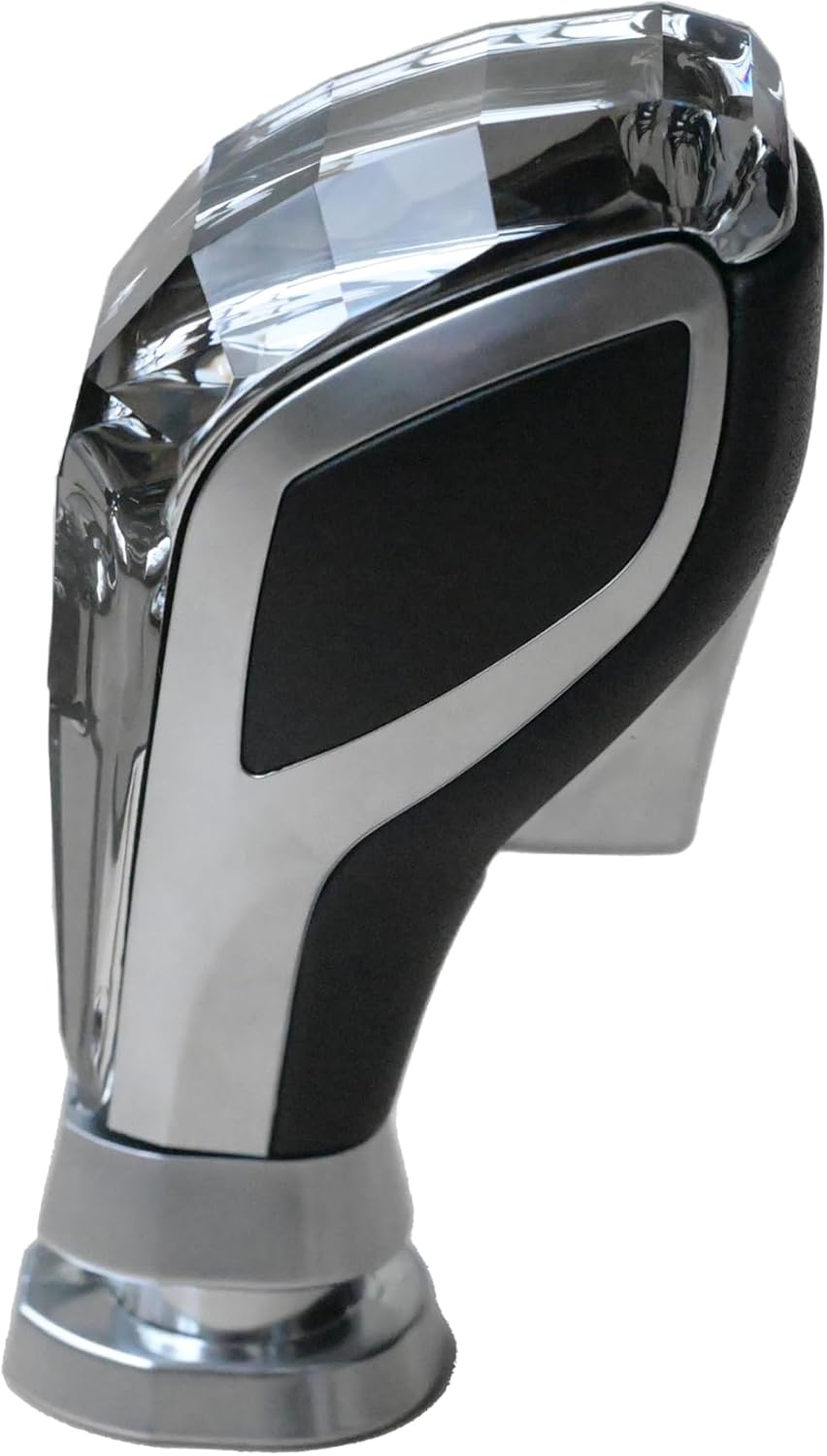 Crystalautomotive-Gear-Shift-knobs, Black and Silver, Push Button Operation, Diamond-Cut Design, 2x4.5 Inches, with Installation Hardware Multicolored LED Light Wiring