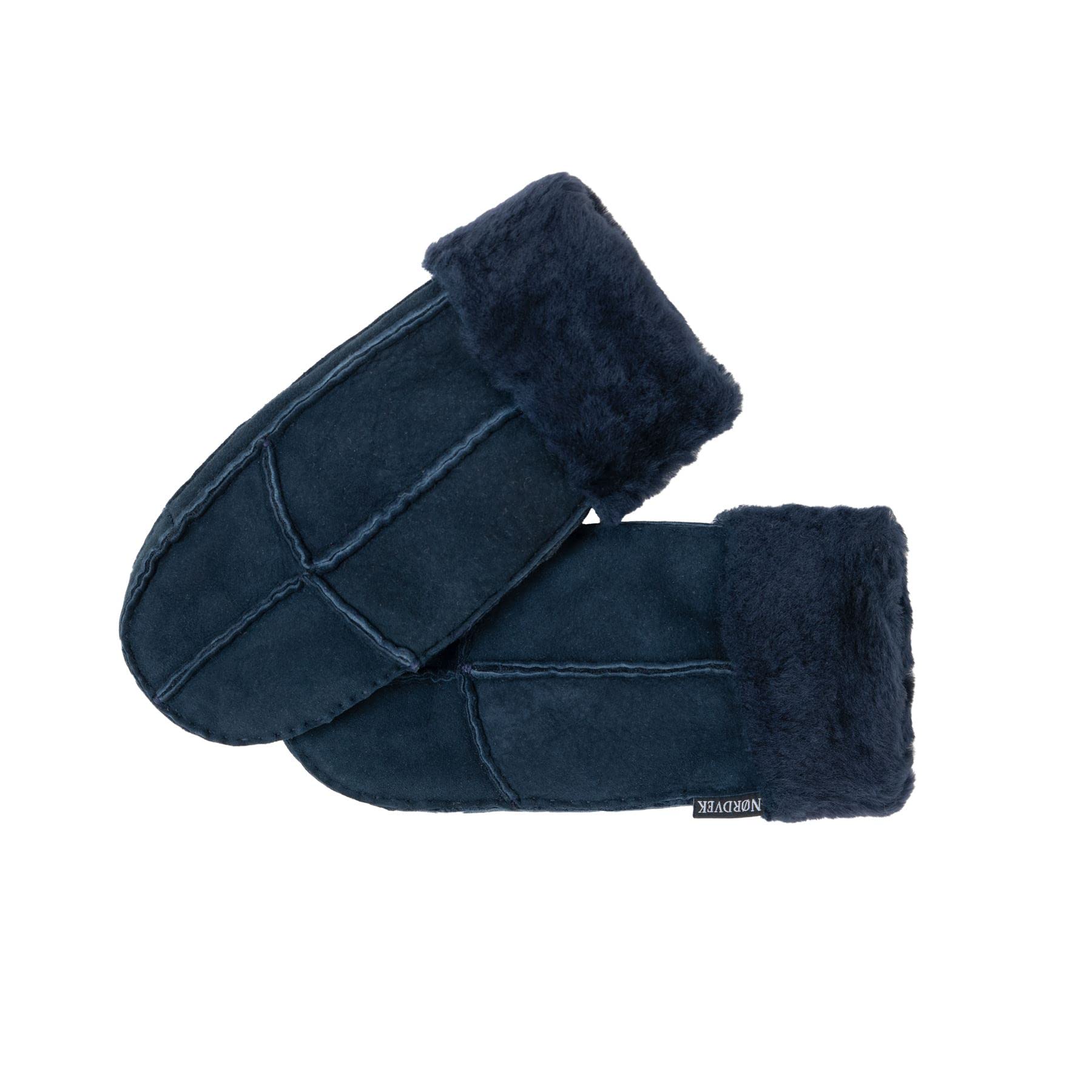 Nordvek Women's Blue Sheepskin Mittens - Navy