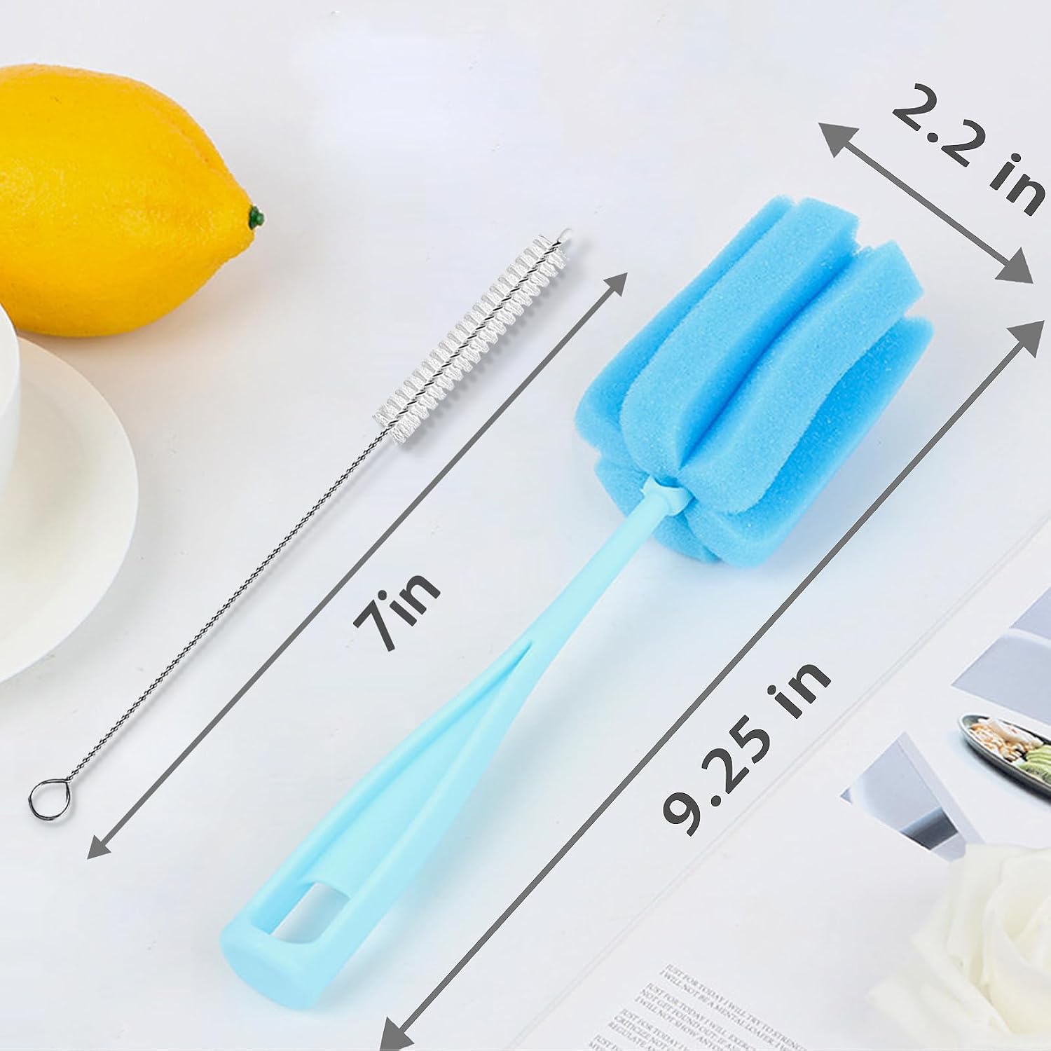 8PCS Bottle Brush Sponge Cup Brush with Straw Brushes Long Handle Cleaner Brush for Baby Bottle Glasswares Mugs Cups Kitchen Clean (4 Bottle Brushes + 4 Straw Brushes) image 2