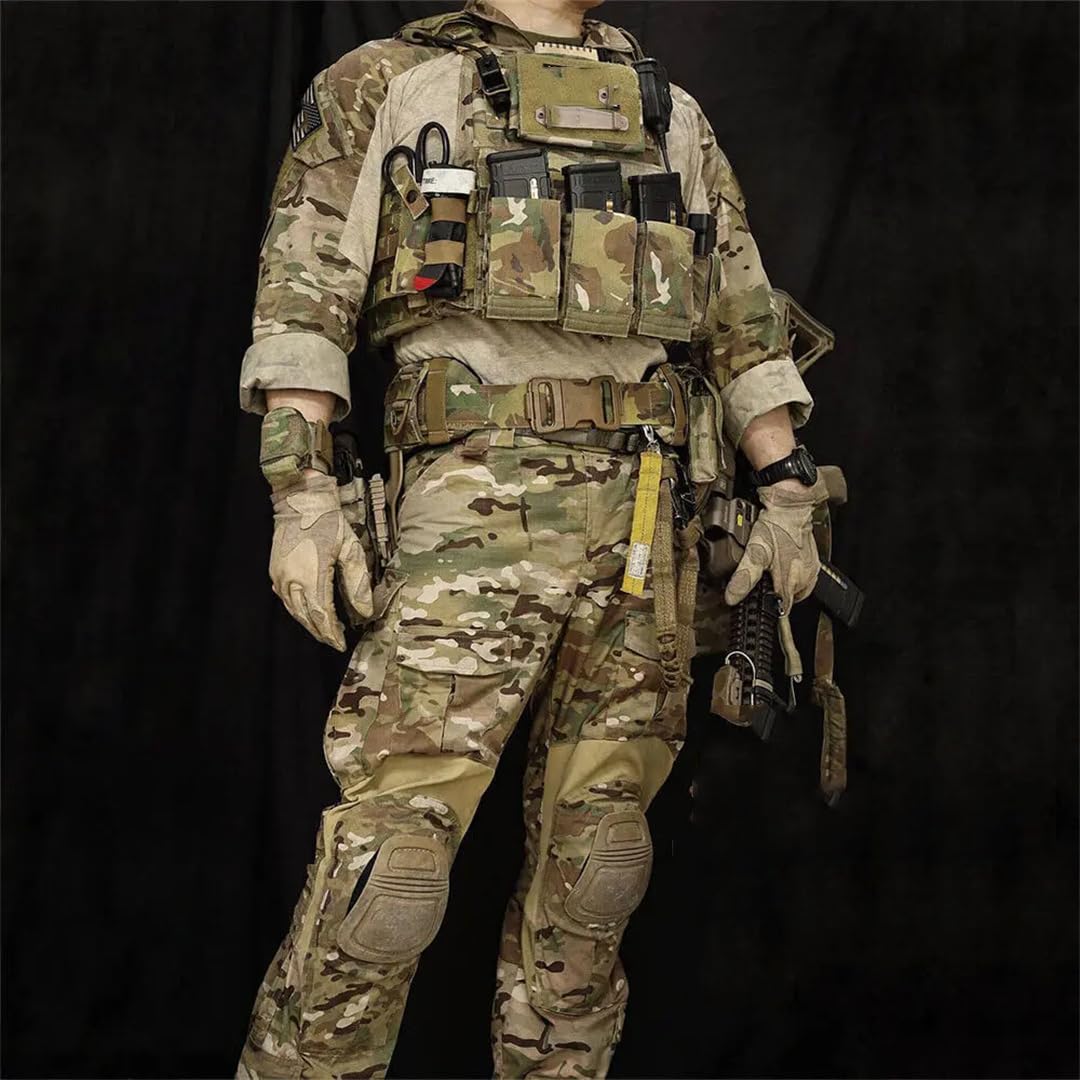 Suwequest Conjunto de camisa táctica para hombre, camuflaje de caza, uniforme de manga larga, camiseta y pantalones de combate