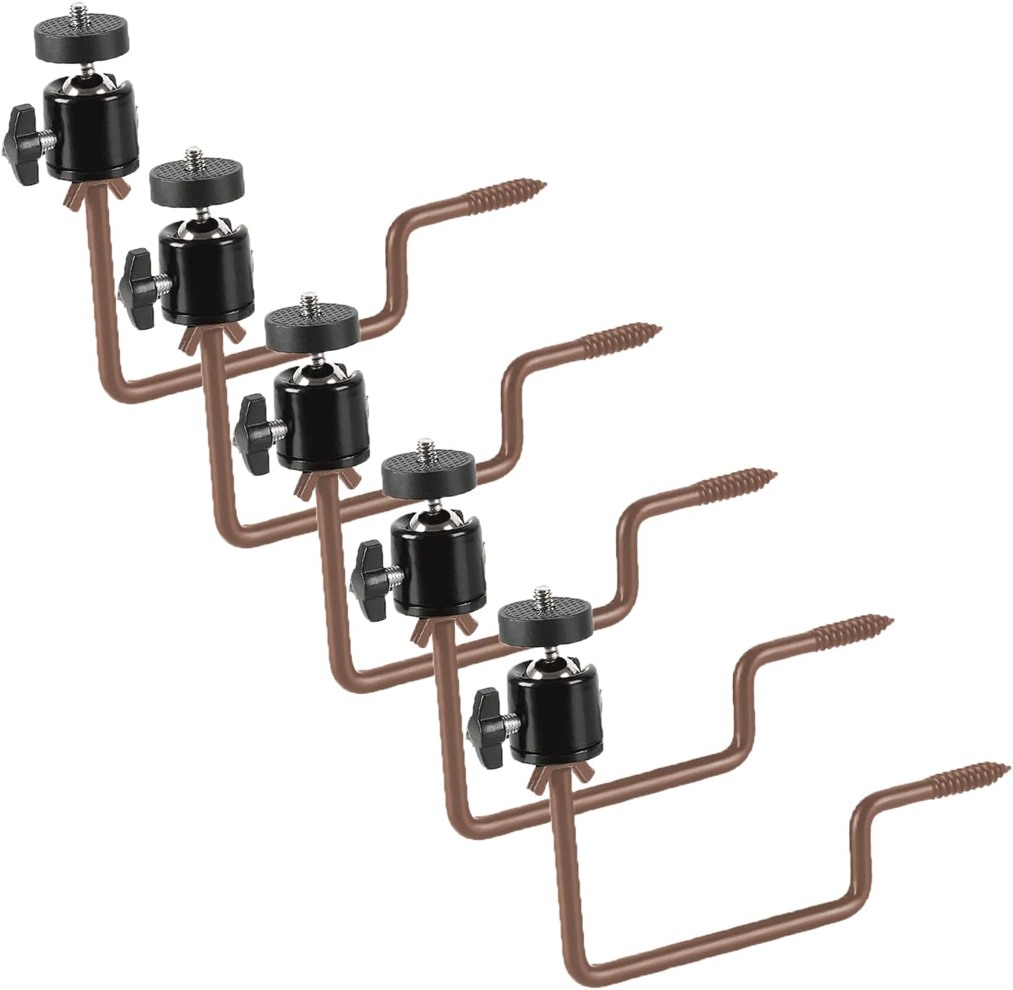 Xtellar 5 Pcs Trail Camera Tree Mount, Solid Metal 360° Camera Holder with 1/4 in Screw, Heavy Duty Screw in Bracket for Hunting Cam, Solar Panels, etc, Easy to Install & Sturdy