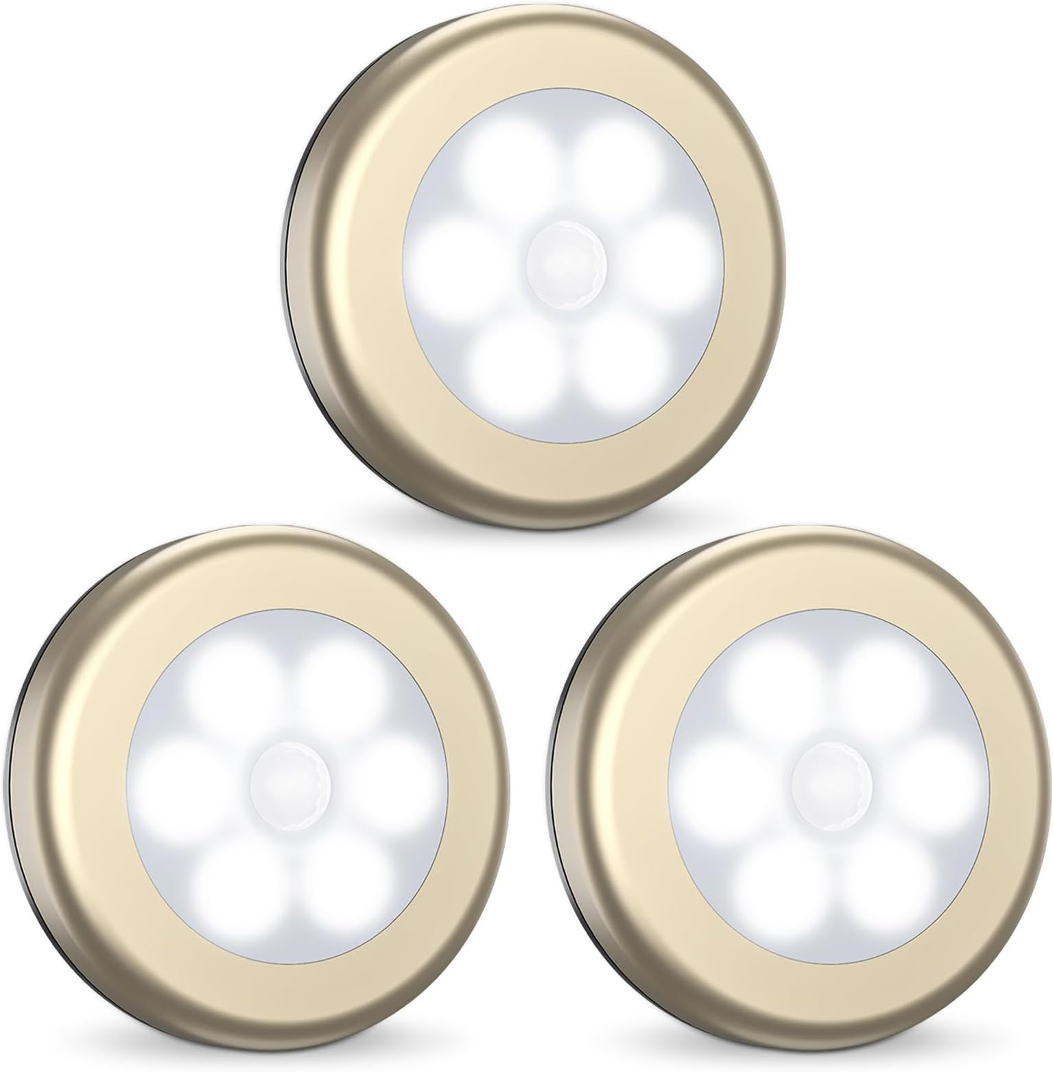 AMIR Under Cabinet Lights, 3 Pack Battery Powered Motion Sensor Night Light, Stick On LED Stair Lights with Adhesive Pads, Sensor Lights Indoors for Hallway, Stairway, Basement, Kitchen