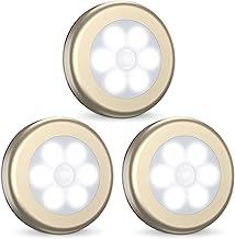 AMIR Under Cabinet Lights, 3 Pack Battery Powered Motion Sensor Night Light, Stick On LED Stair Lights with Adhesive Pads, Sensor Lights Indoors for Hallway, Stairway, Basement, Kitchen