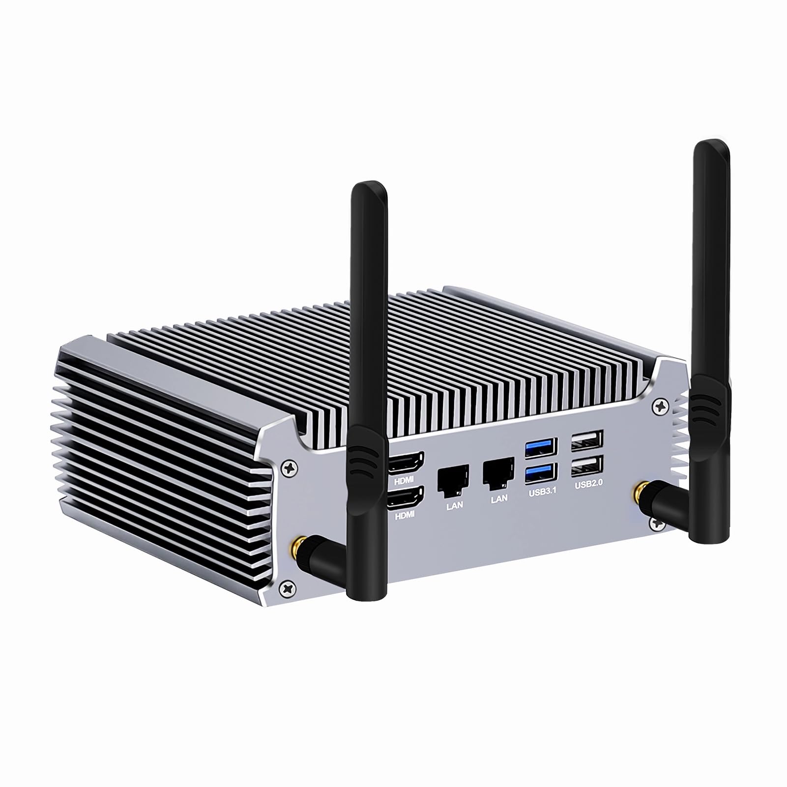 Mini PC Fanless, Ryzen 5 4500U Win 11, Dual LAN Mini Desktop Computer NVMe DDR4 WiFi6, 2 x HDMI, 5 x USB, Gaming Office Home
