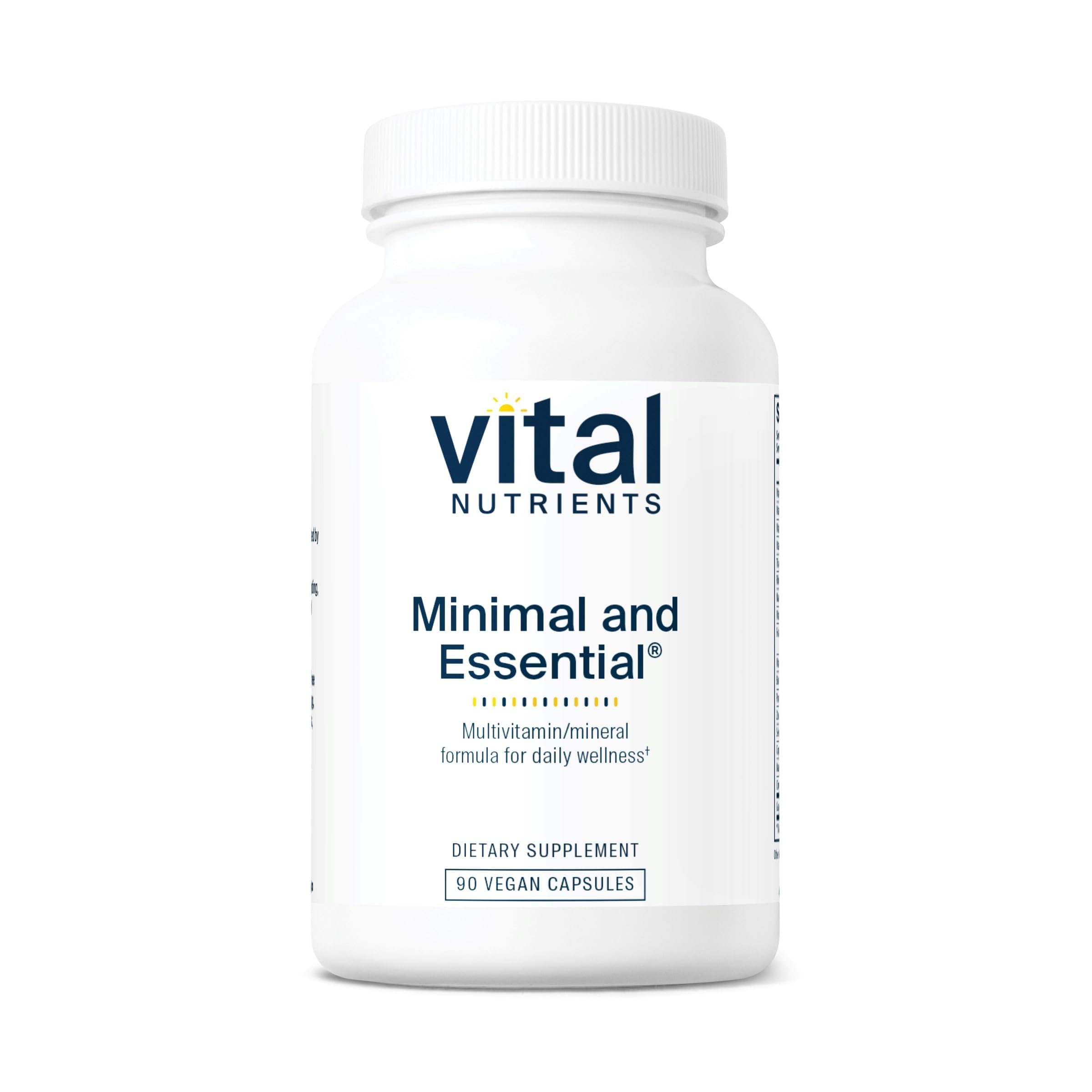 Vital Nutrients Minimal and Essential Multivitamin | Vegetarian One per Day Multi Vitamin, Mineral, & Antioxidant Supplement* | Iron-Free | Gluten, Dairy, Soy Free | Non-GMO | 90 Capsules
