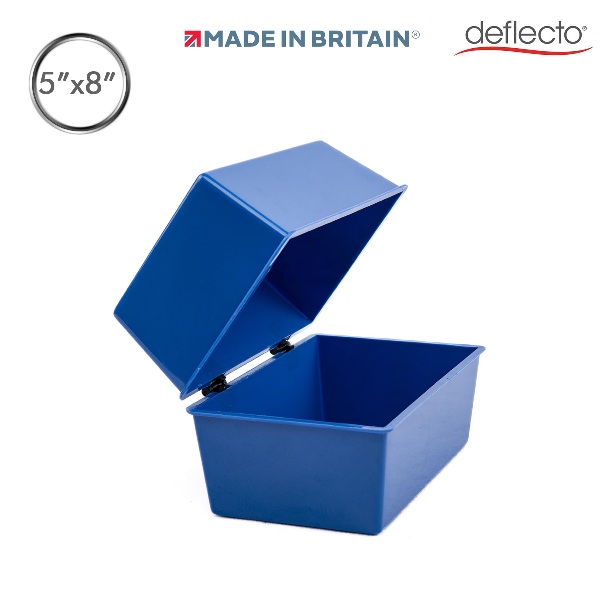 Deflecto Value Size 8 x 5 Index Card Box - Blue, Pack of 1 - Rectangular - 8" x 5" - Image 3