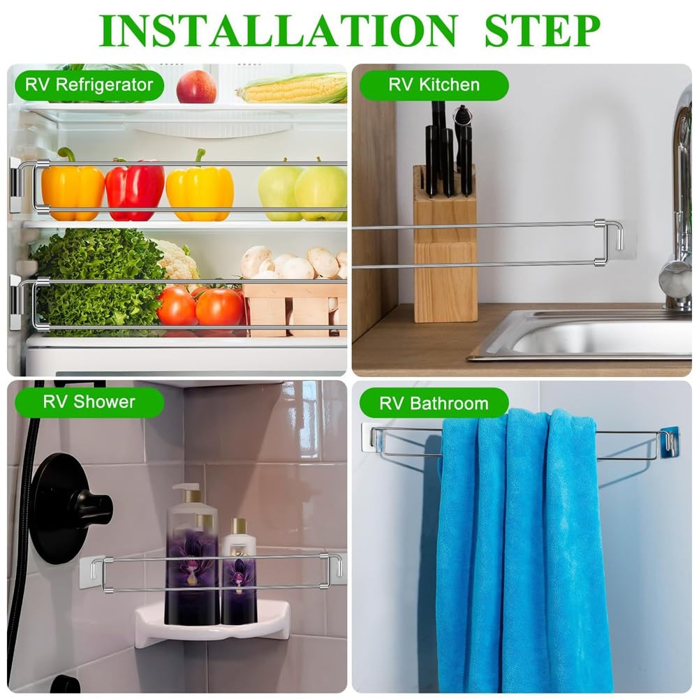 3 Barre Tensione Per Frigorifero Regolabili 40-70cm - Organizza Cibo E Bevande In Casa