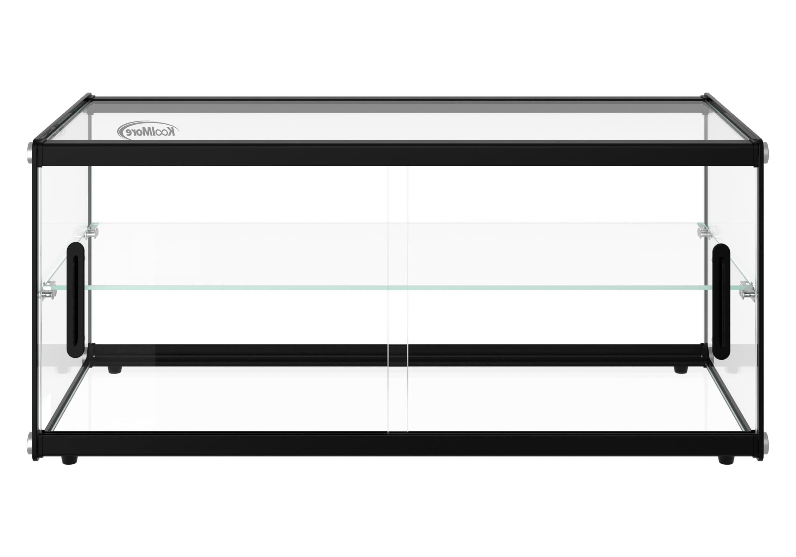 KoolMore Vitrina de repostería de 2 Niveles de 33 Pulgadas con Estante de Vidrio y Puerta corredera, Capacidad de 3.2 pies cúbicos, certificación ETL (KM-DC-3CSBK)