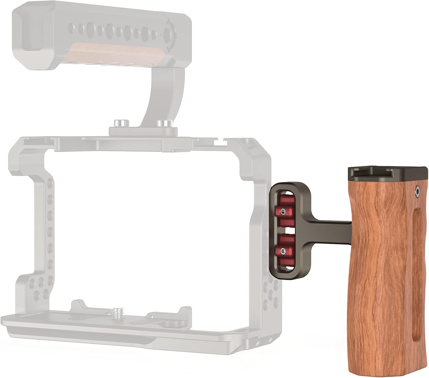 Wooden Mini Handle Side Handgrip with 1/4"-20 Screws for Digital Camera DSLR Camera Cage with Cold Shoe Mount Built-in Wrench can Up and Down Adjustable - Bronze