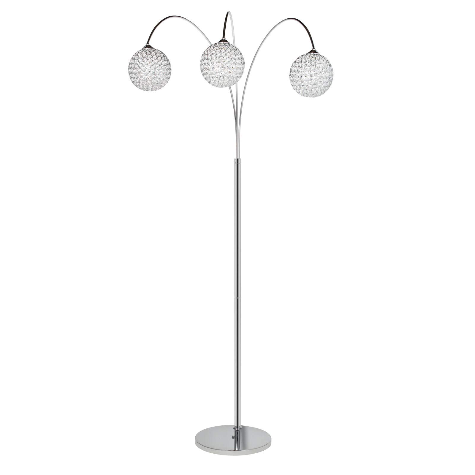 Crystal 3-Dome Pendant Floor Lamp Silver Modern Contemporary