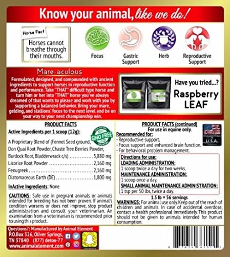 Mare-Aculous 1.5 Lb. Organic, Non-GMO Calming, Focus, & Reproductive Support Supplement.