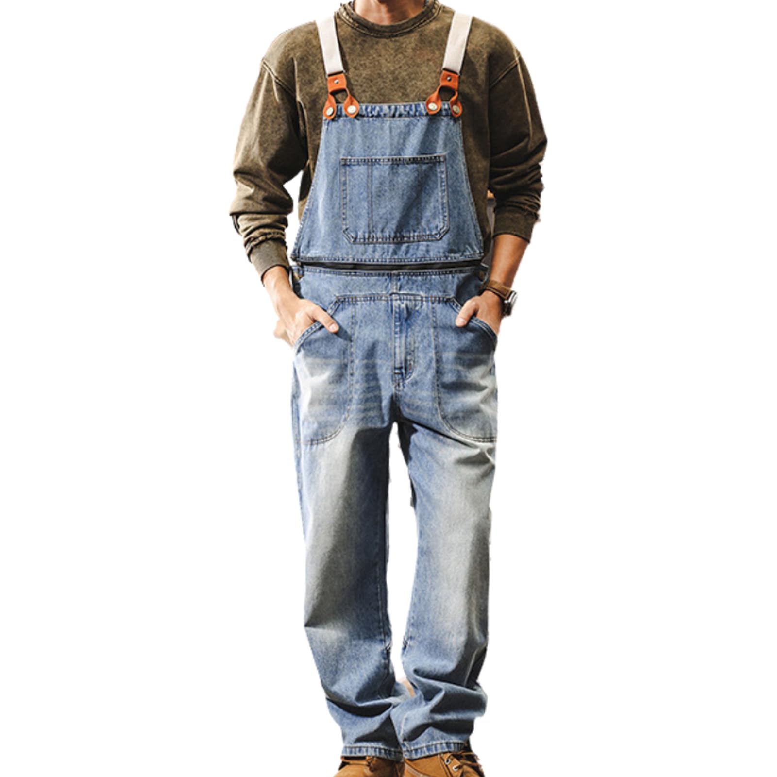 Overoles Vaqueros Azules,Overoles De Mezclilla para Hombre,Monos De Mezclilla para Hombre,Babero De Veranos Monos Traje Vaquero,Peto Vaquero con Bolsillos para Hombre