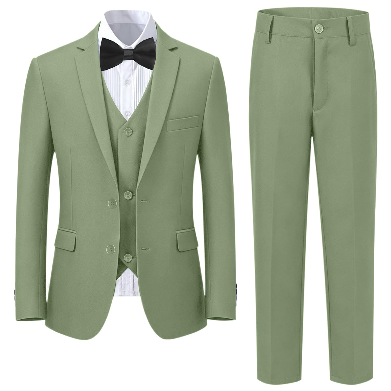 Boy's Formal Suit Set, Slim Fit Suits for Kids, 5 Pieces Boys Tuxedo Set