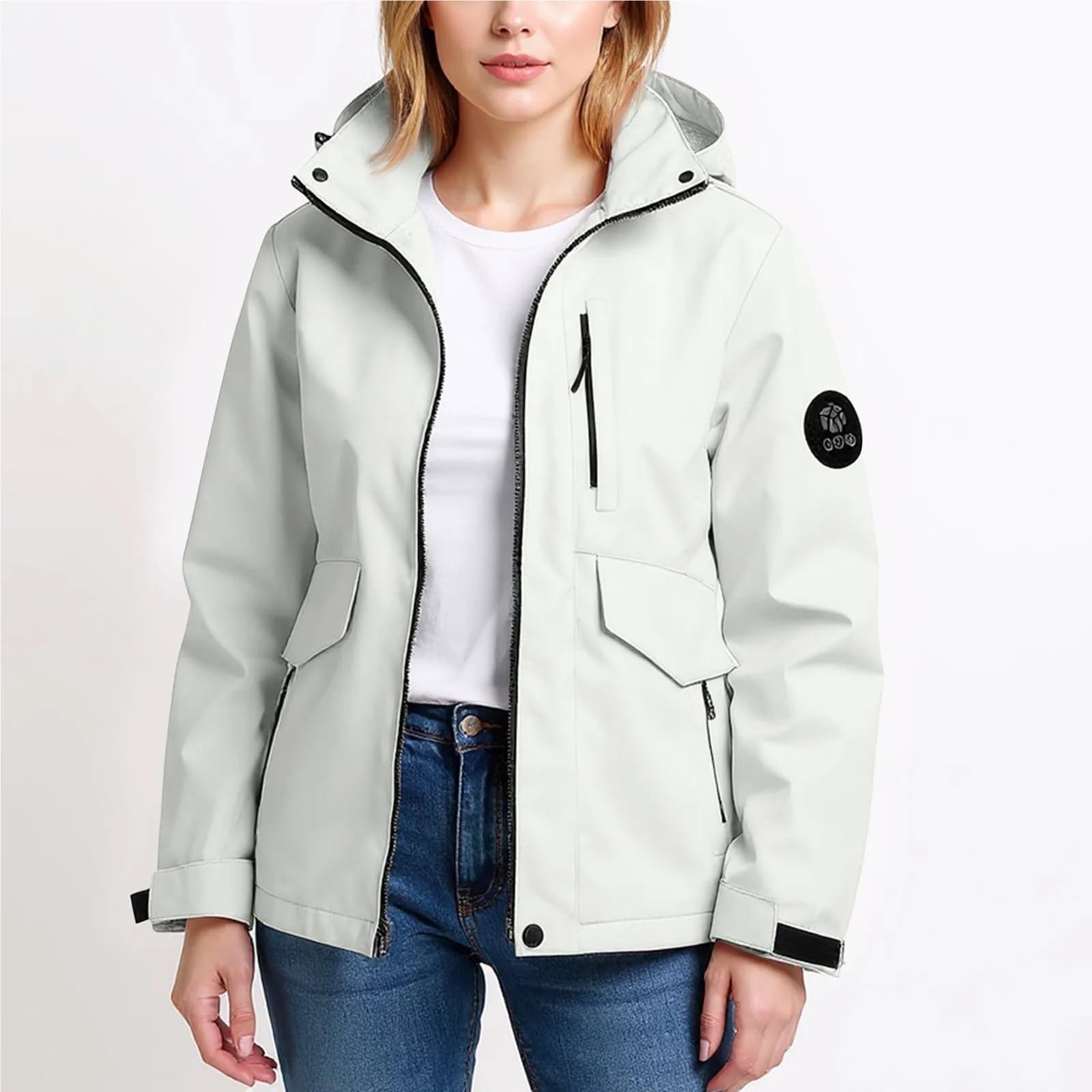 Chaqueta De Senderismo Chaqueta con capucha y cremallera de otoño, color sólido, resistente al viento, impermeable, fina, for deportes aire libre, ropa montañismo Para Senderismo
