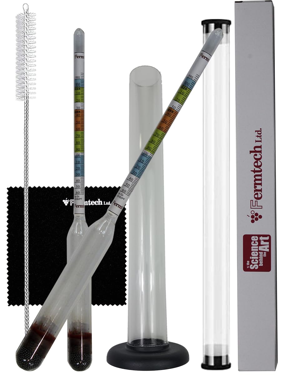 Buy Fermtech Glass Triple Scale Hydrometer Kit. Test ABV, Brix