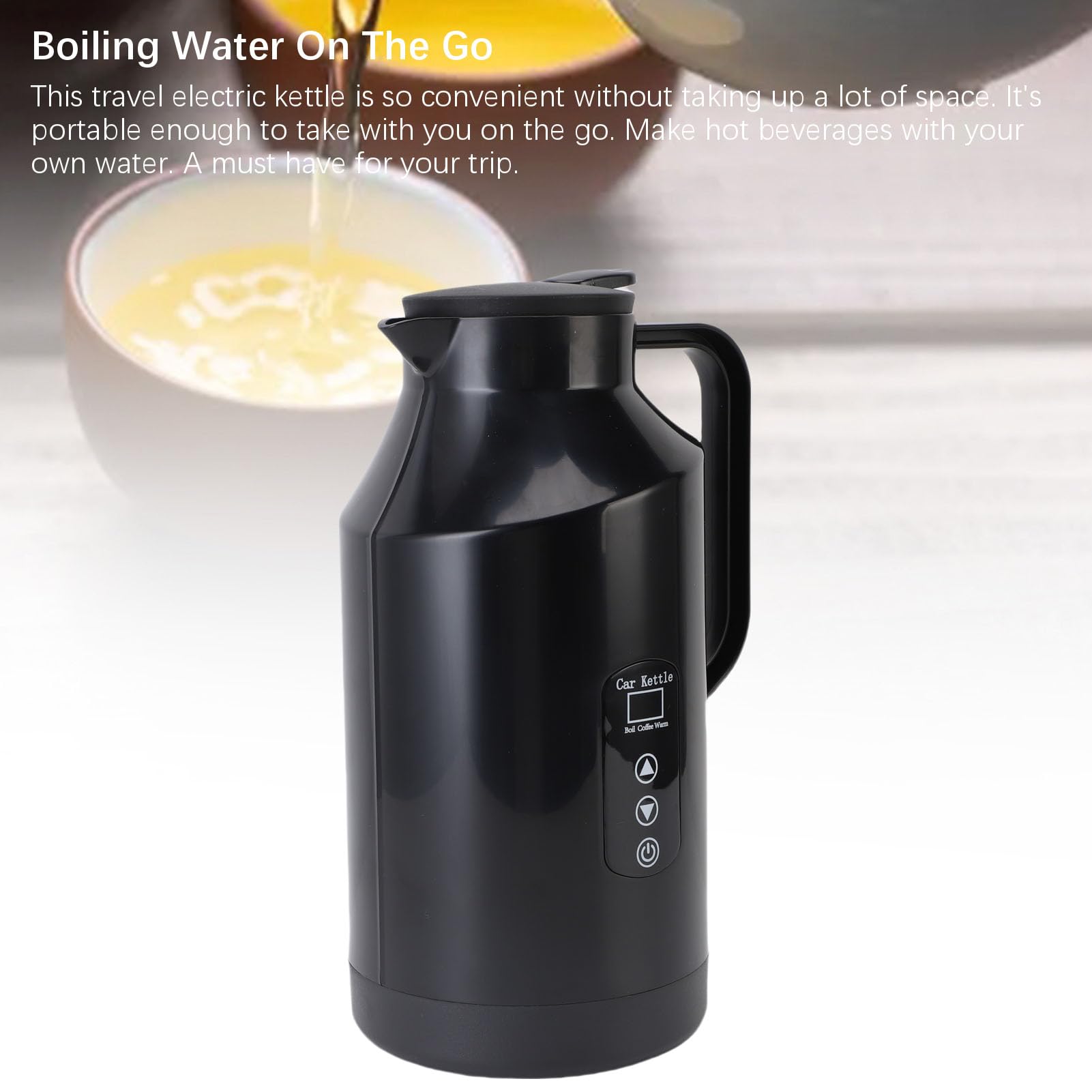 Hztyyier Bollitore Elettrico per Auto con Spegnimento Automatico 1500ML Riscaldatore Portatile per Acqua Bollente Viaggiatori Appassionati di tè e caffè Silicone PP