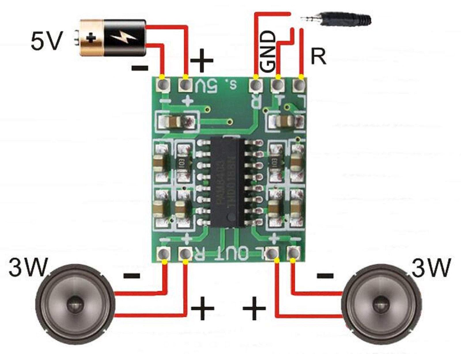 2pcs PAM8403 Audio Module Class-D Digital Amplifier Board 2.5 to 5V USB Power