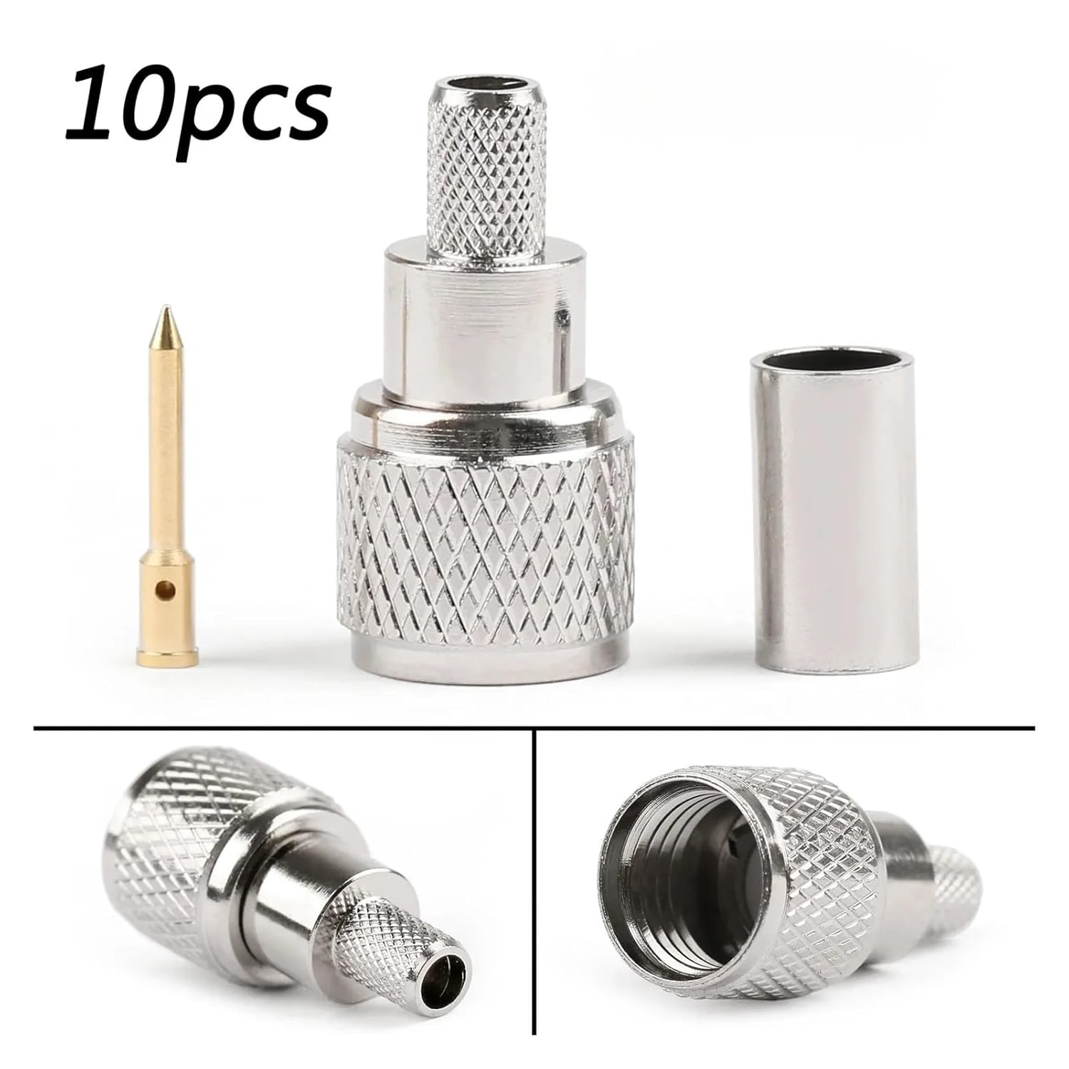 fengpeng 10Pcs/Set Mini-UHF Male Crimps Connector Antenna Adapter 50 ohm for Radio RG-58/U Cable Accessories Replacement