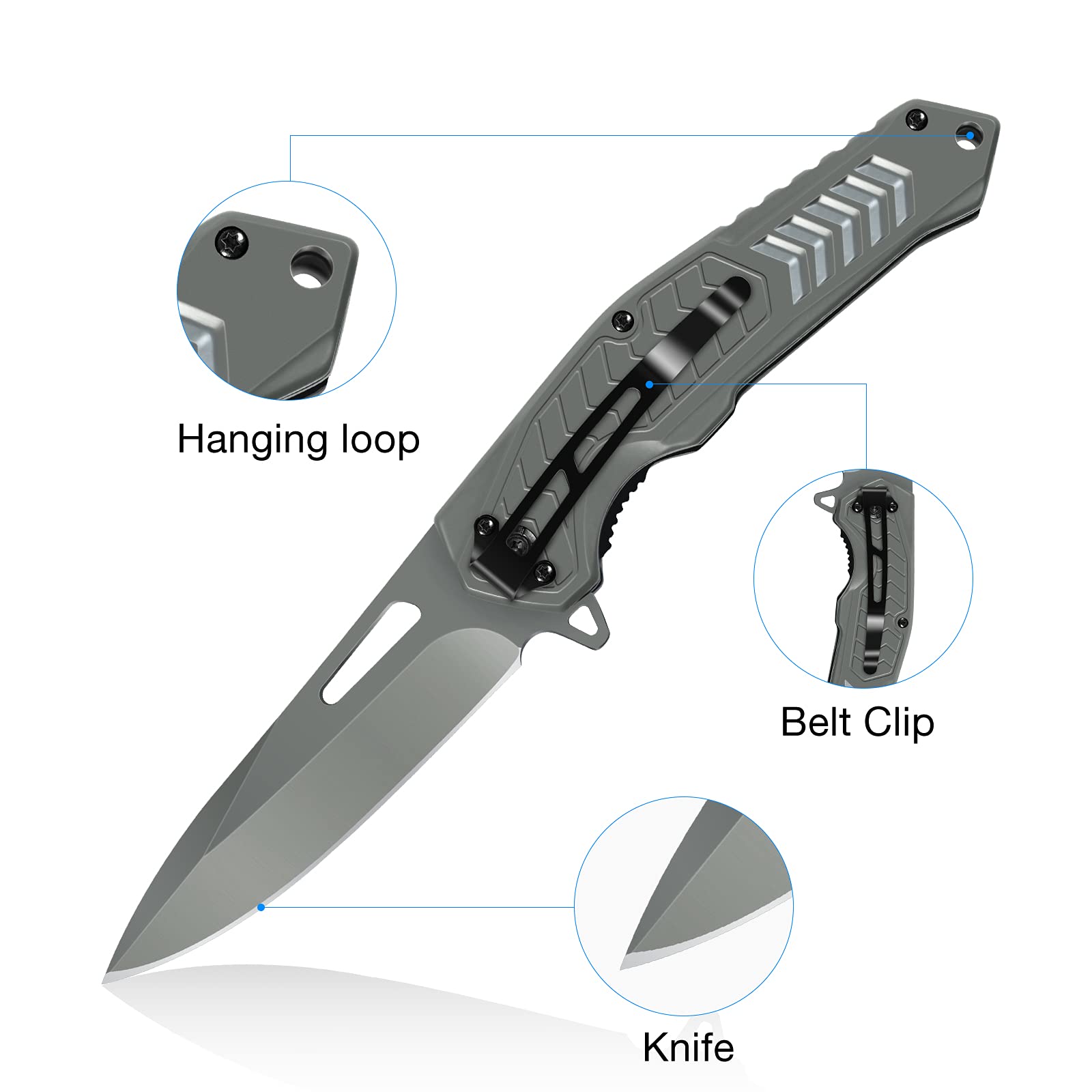 morpilot Coltello da Caccia Torcia LED Potente Acciaio Inossidabile