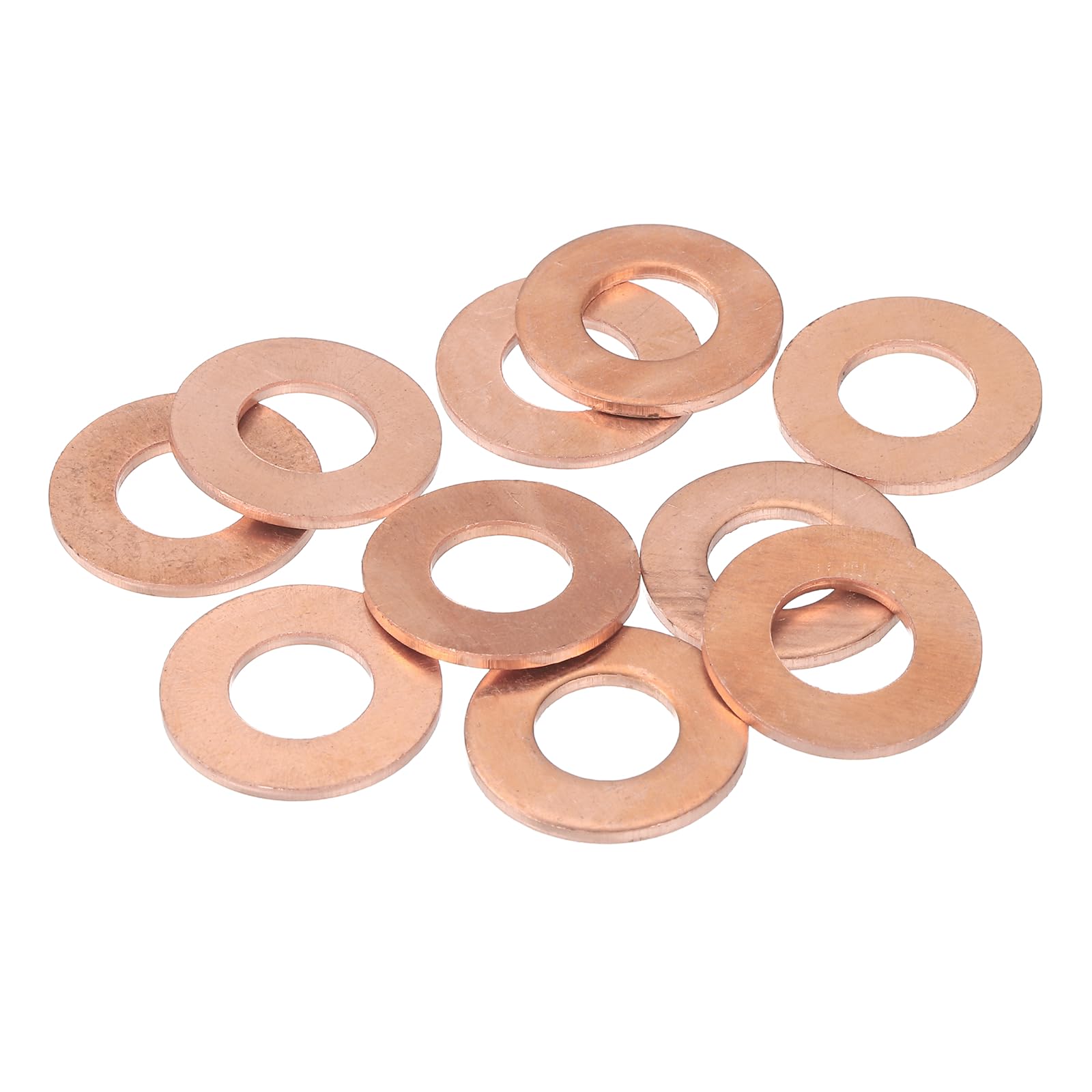 PATIKIL M8 Copper Flat Washers 8mm ID 18mm OD 2mm Thick 14 Pcs