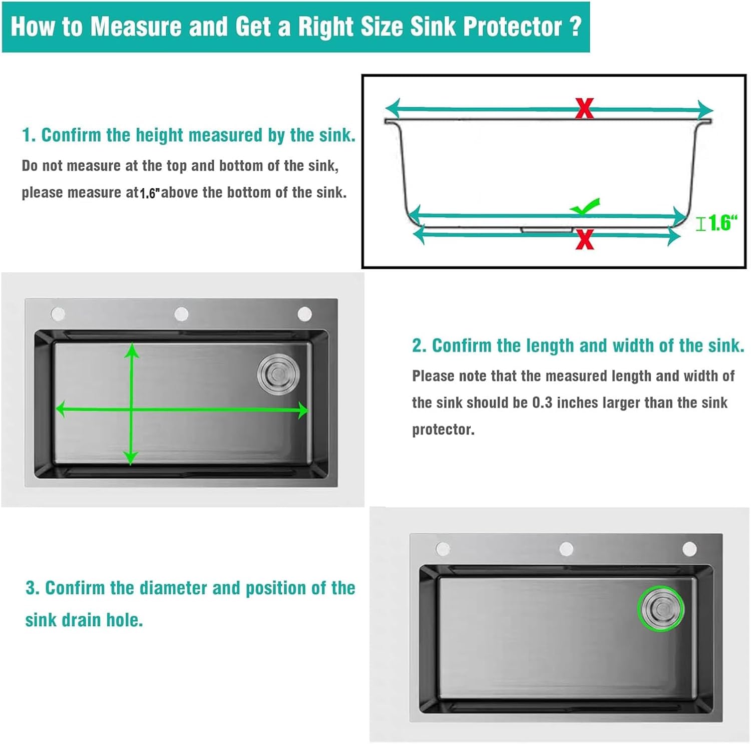 Sink Rack for Bottom of Sink with Kohler Whitehaven K-6486 and K-6487 Sink, 304 Stainless Steel Sink Protectors, Sink Grid Sink Grate for Bottom of Kitchen Sink Farmhouse 14.6" x 23.2" x 1"