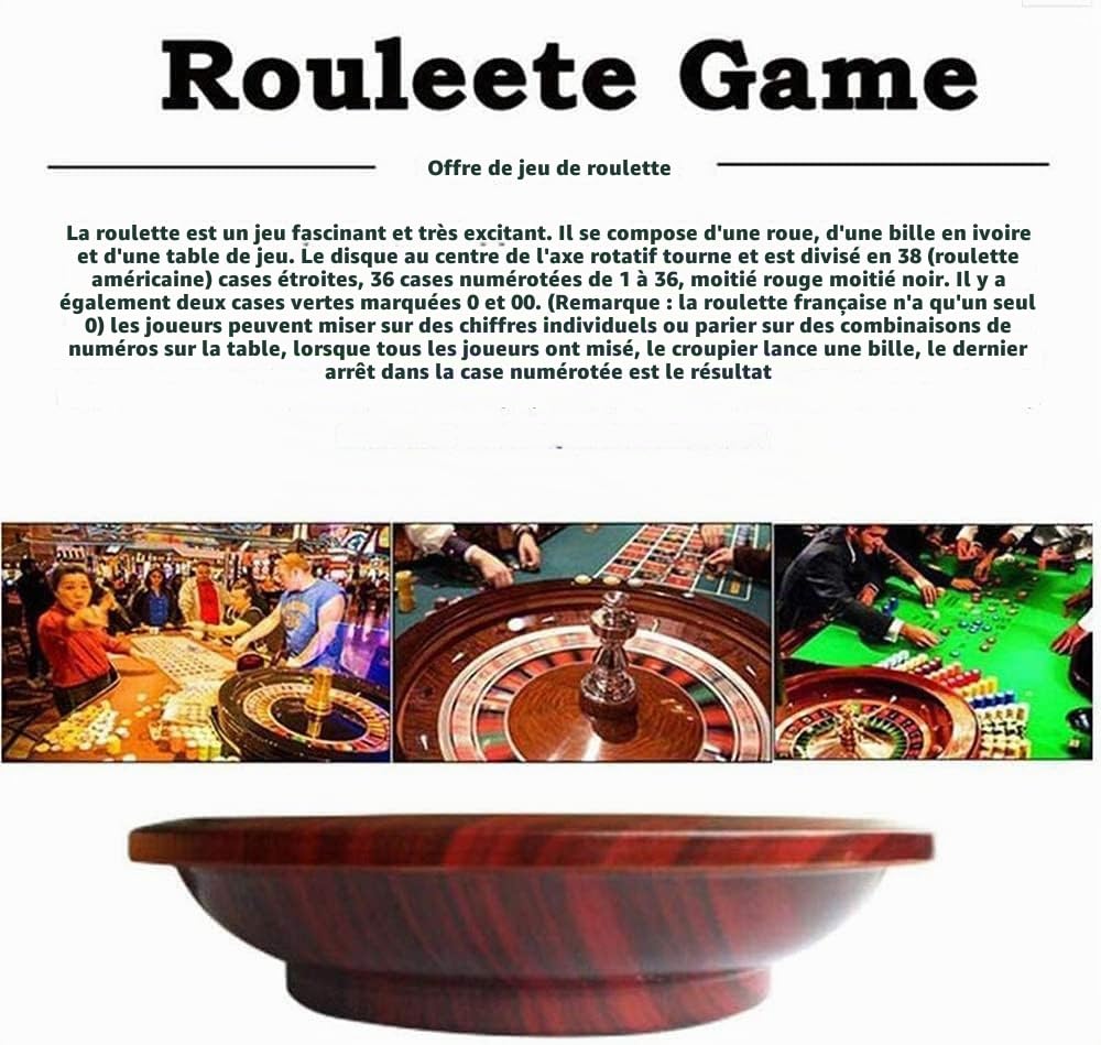 Roulette de Jeu de Jeu de 12 Pouces, Roulette de Casino Russe Roue de Paris en Bois de Luxe, Accessoires de Bureau, soirée de Jeu Essentielle