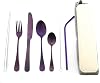 Purple Reusable Utensils with Case Camping Travel Silverware Set,Portable Stainless Steel Cutlery Set - Matte Flatware Set Knife Fork Spoon Mirror Straws Chopsticks -for Office Lunch, Hiking, School