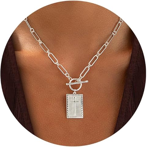 14K Gold Plated and Silver Plated Cross Necklace for Women, Non-Tarnish Faith Jewel...